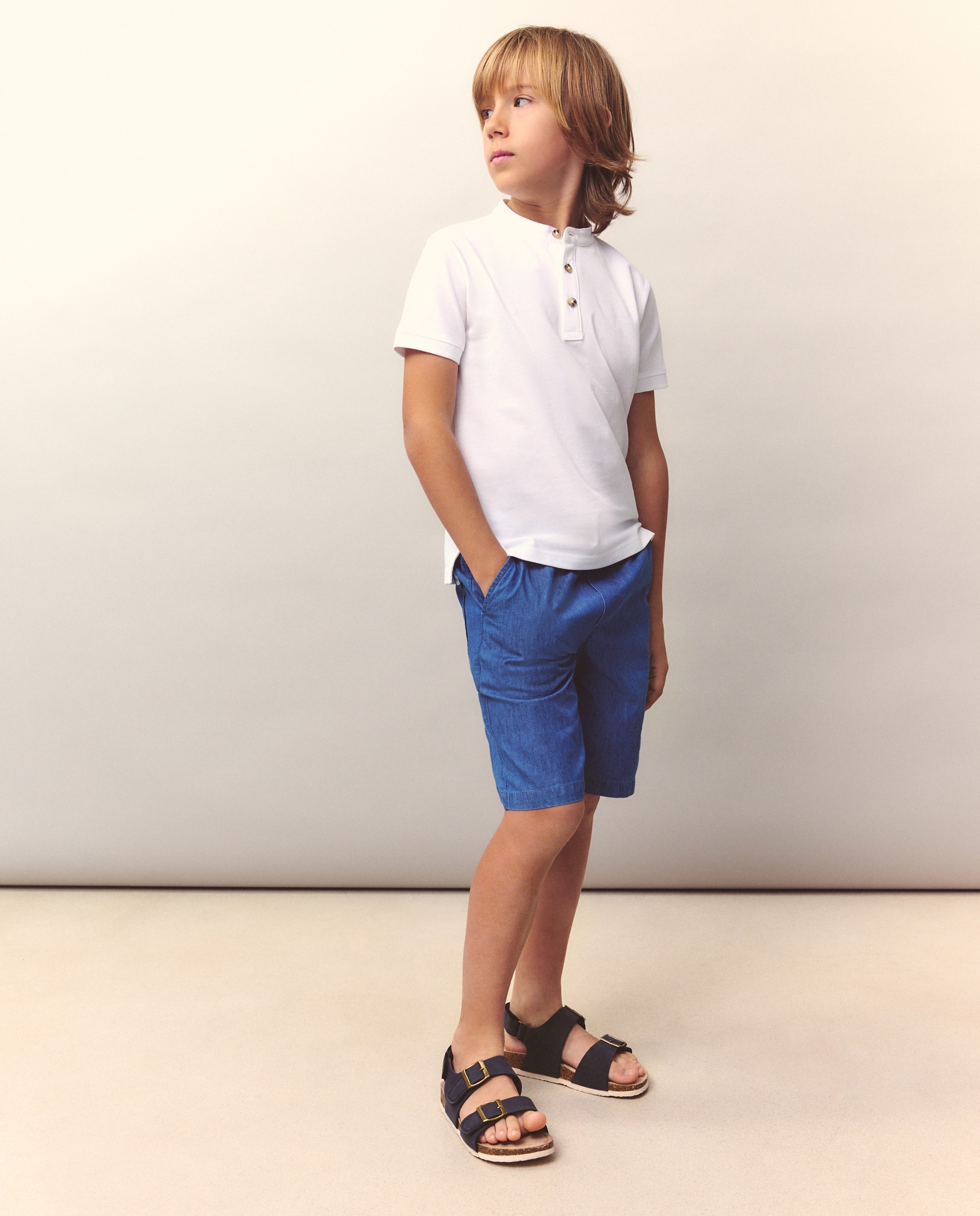 Polo com Manga Curta e Gola à Padre Branco-2