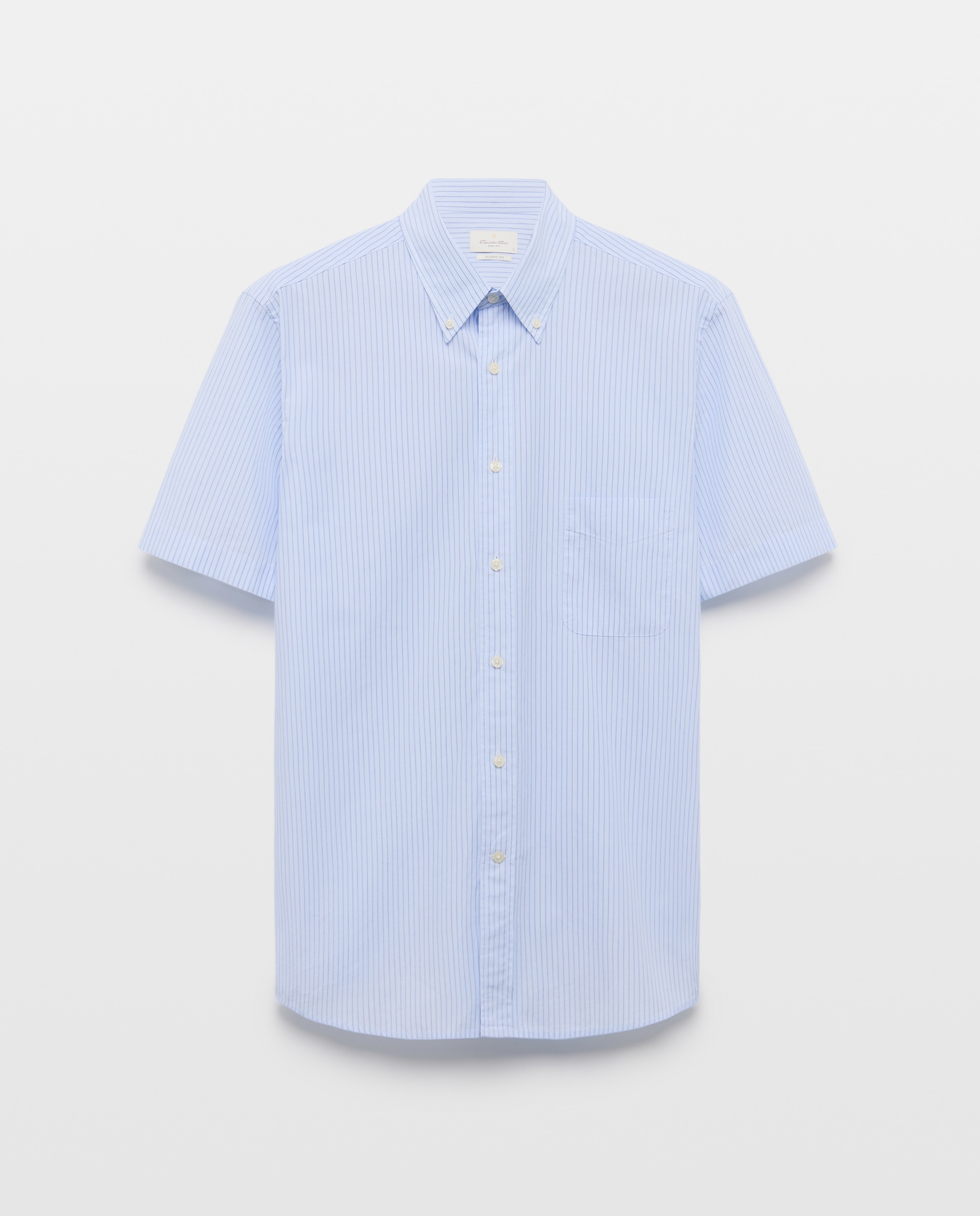 Camisa Casual de Popelina com Manga Curta Celeste-4