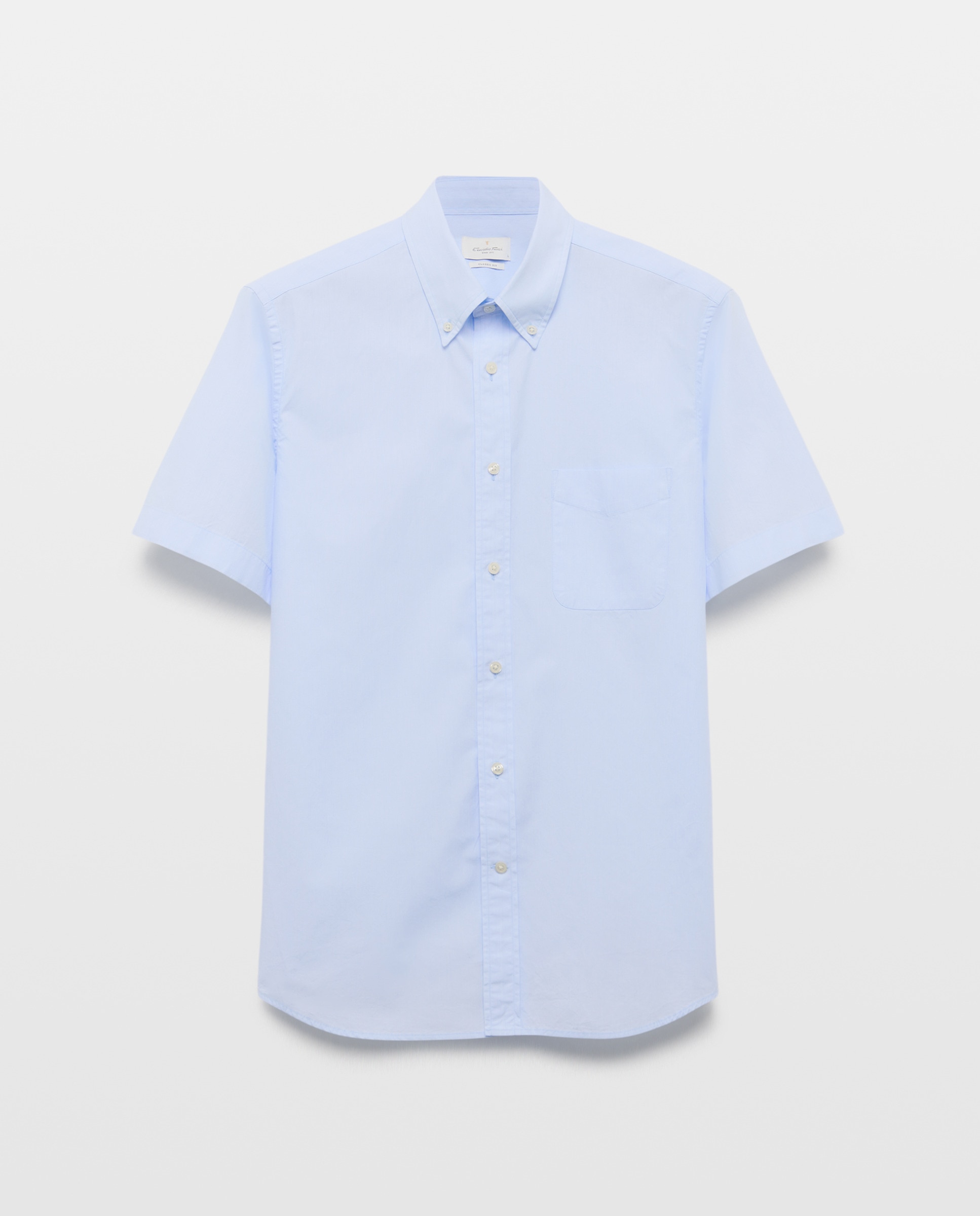 Camisa Casual de Popelina com Manga Curta Celeste-4