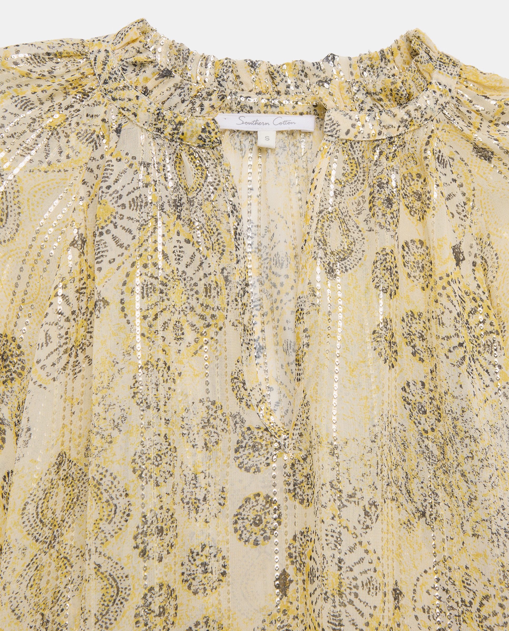 Blusa Estampada de Chiffon Amarelo-5
