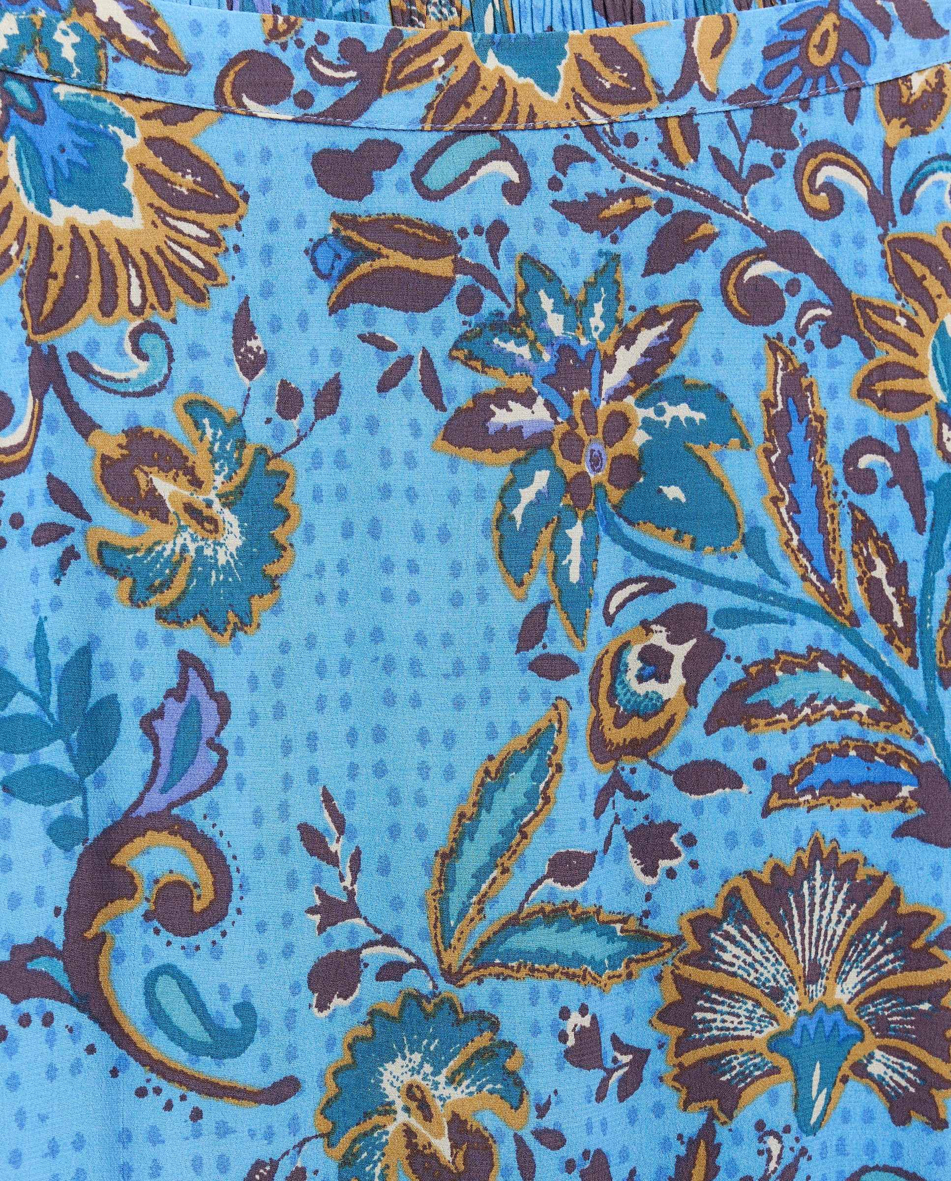 Saia Comprida Estampada Azul-5