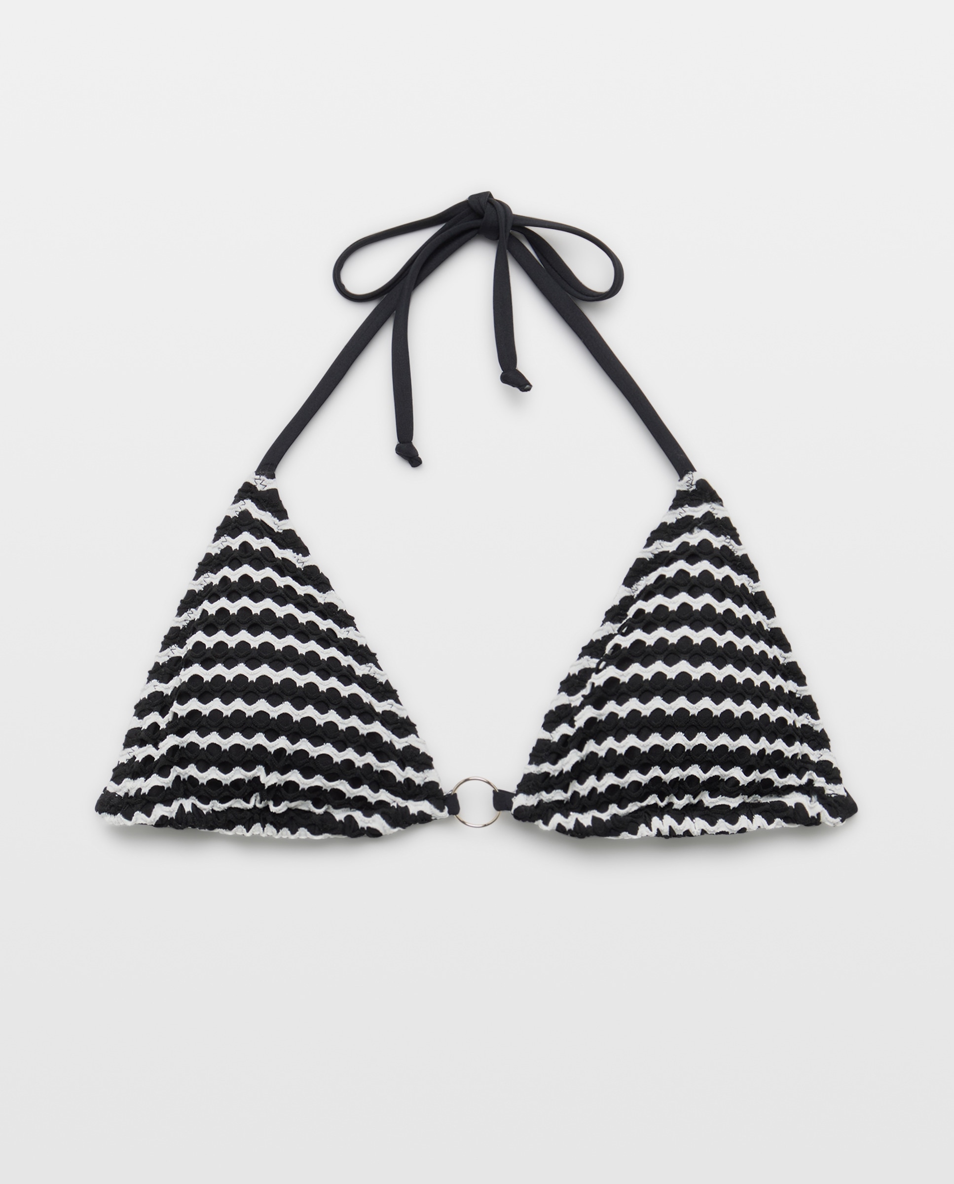 Top de Biquíni com Chevron e sem Aros Preto-4
