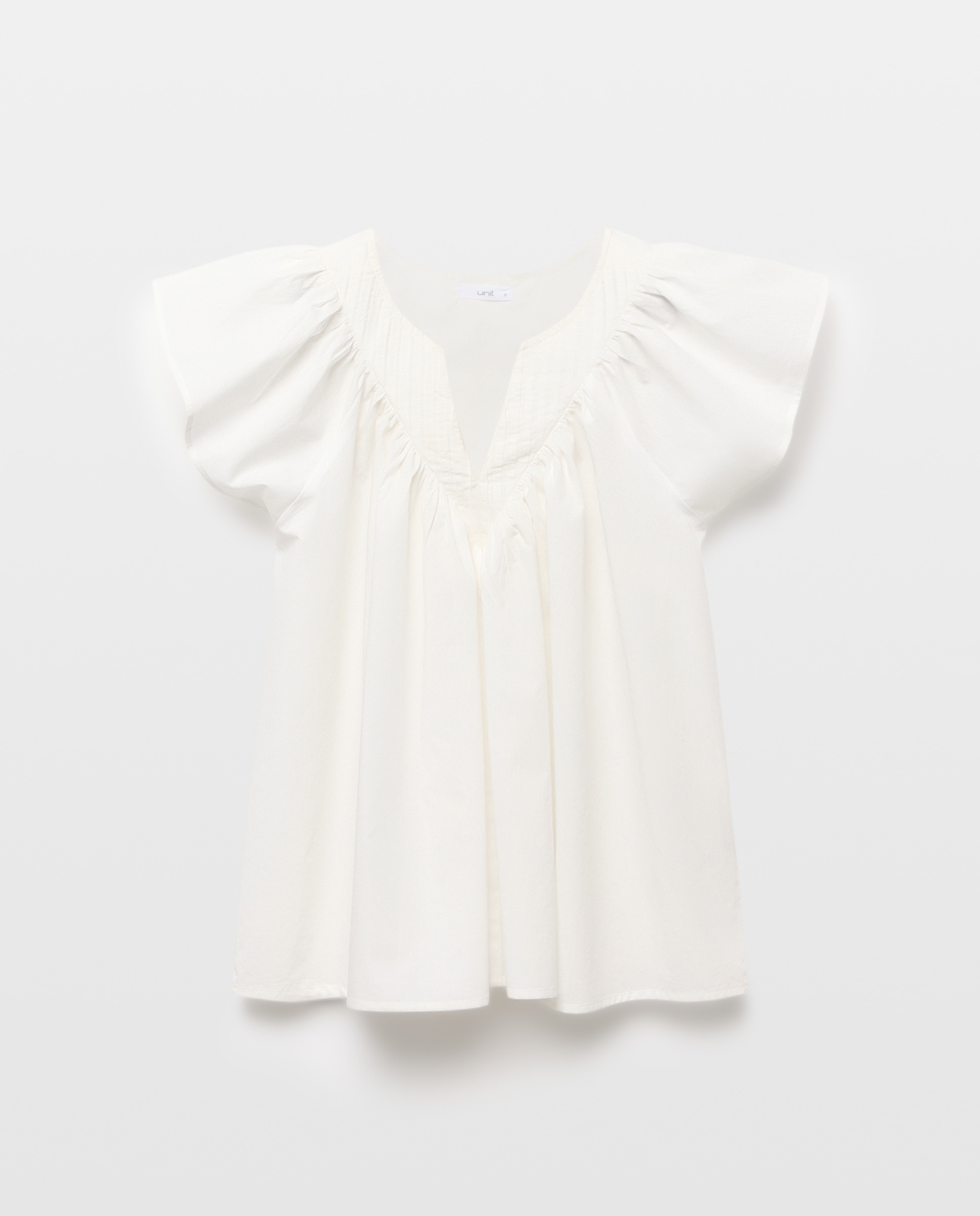 Blusa de mujer con jaretas en canesú Blanco-4