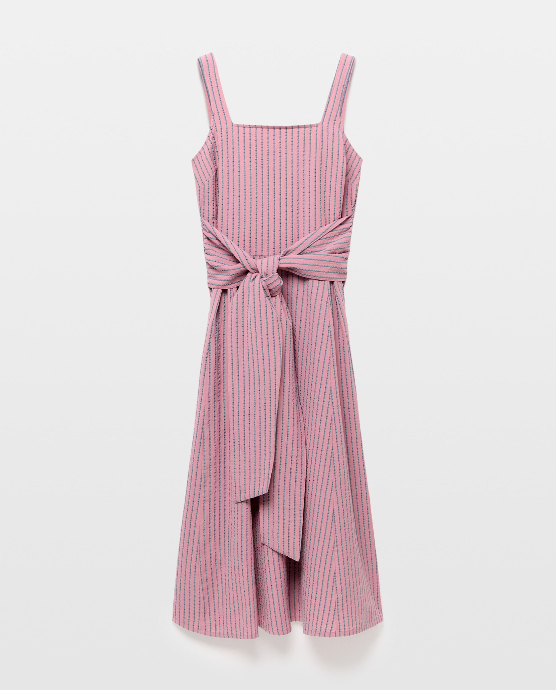 Vestido de mujer lazada de rayas Rosa-4