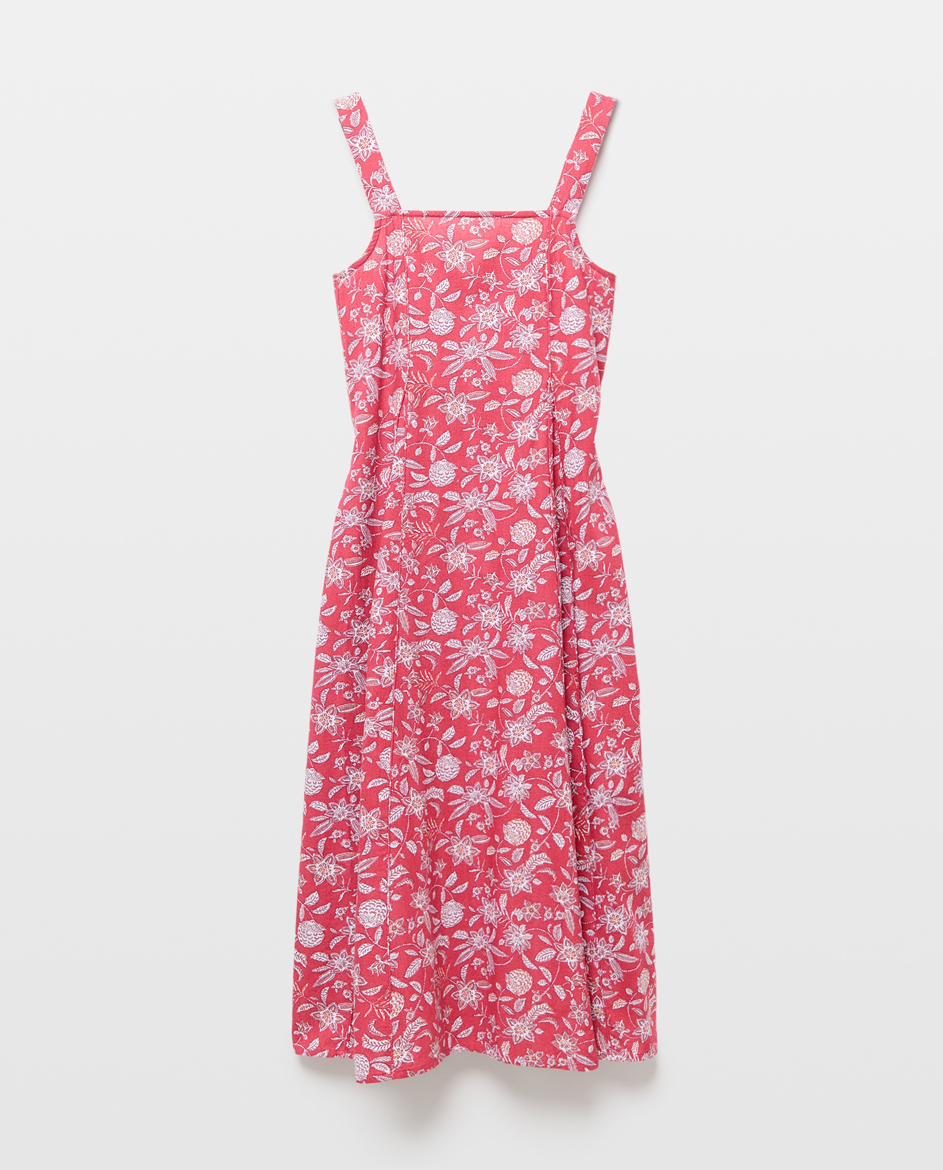 Vestido de mujer de flores con lino 600 Rojo-4