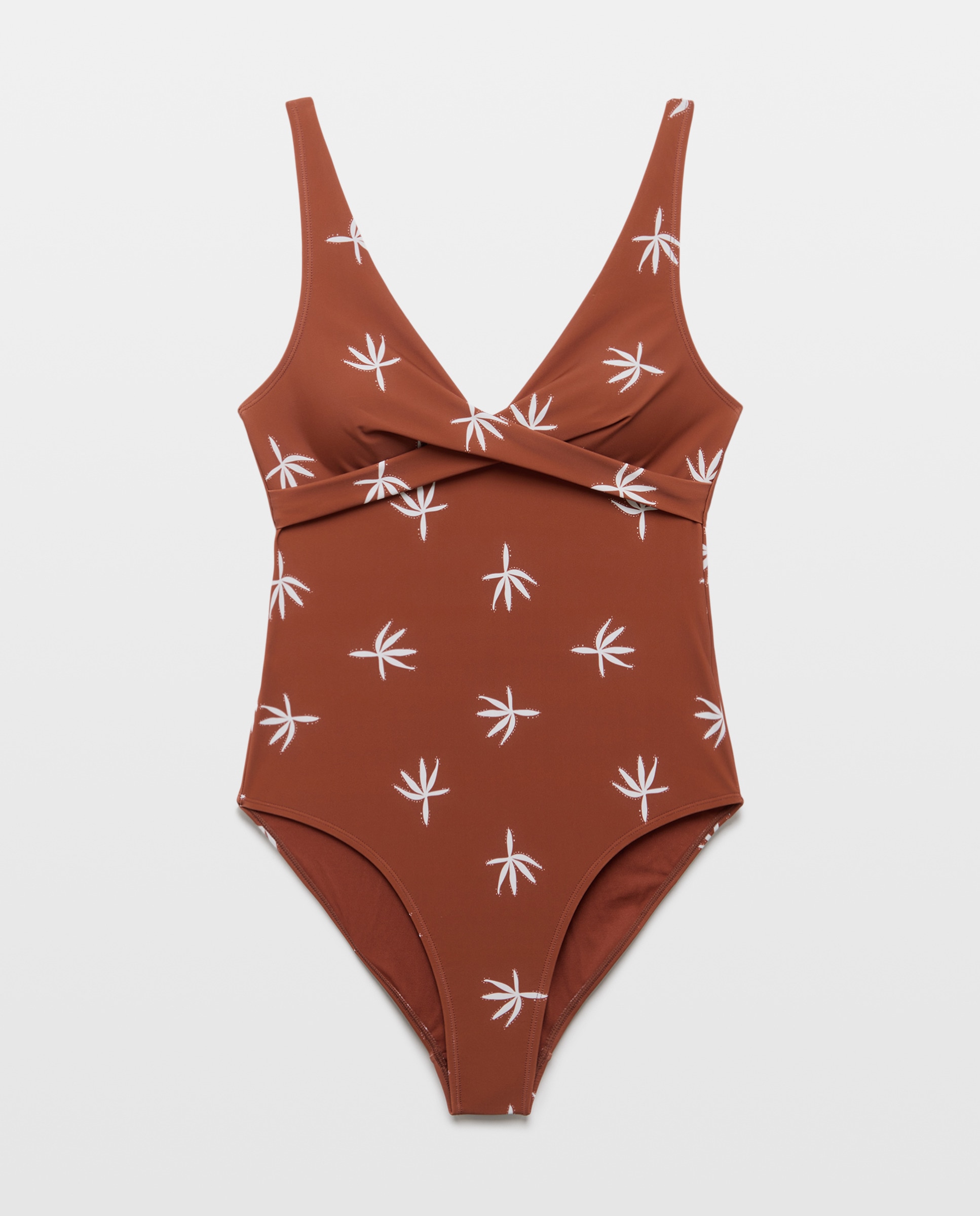 Bañadorde mujer talla grande drapeado Marrón-4