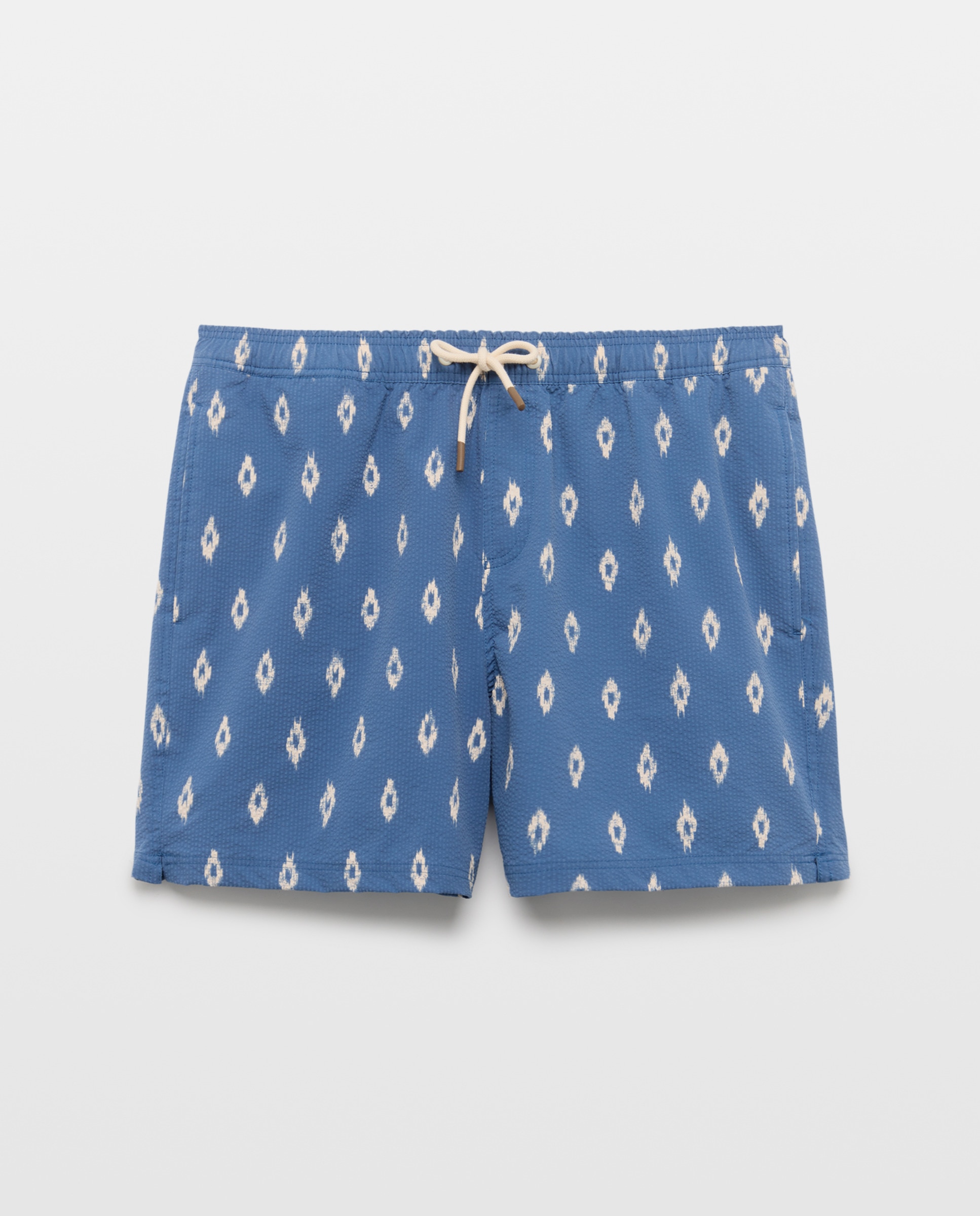 Calções de Banho de Seersucker com Estampado Azul-marinho-4
