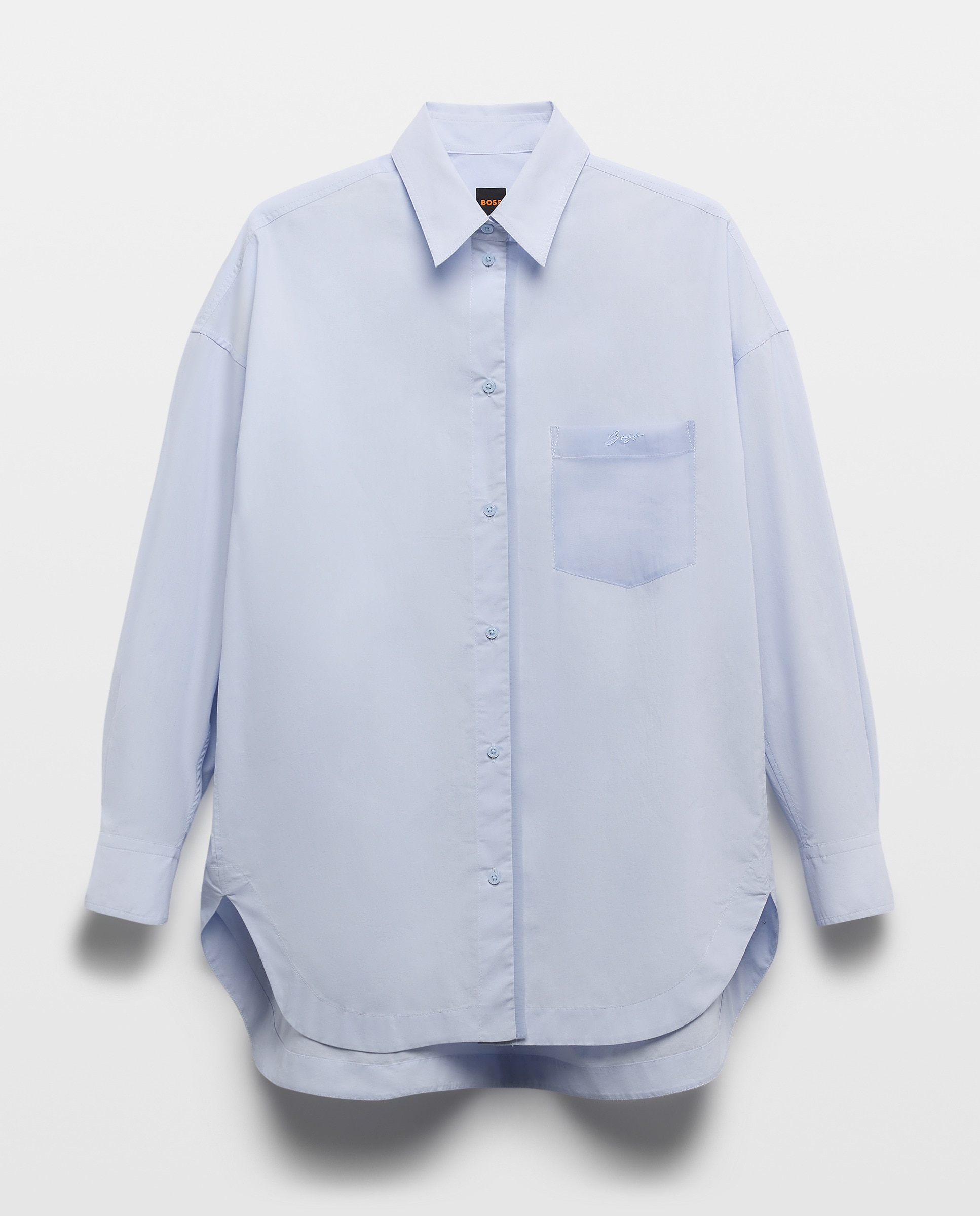 Camisa Relaxed com Detalhes de Mangas Duplas Azul-4