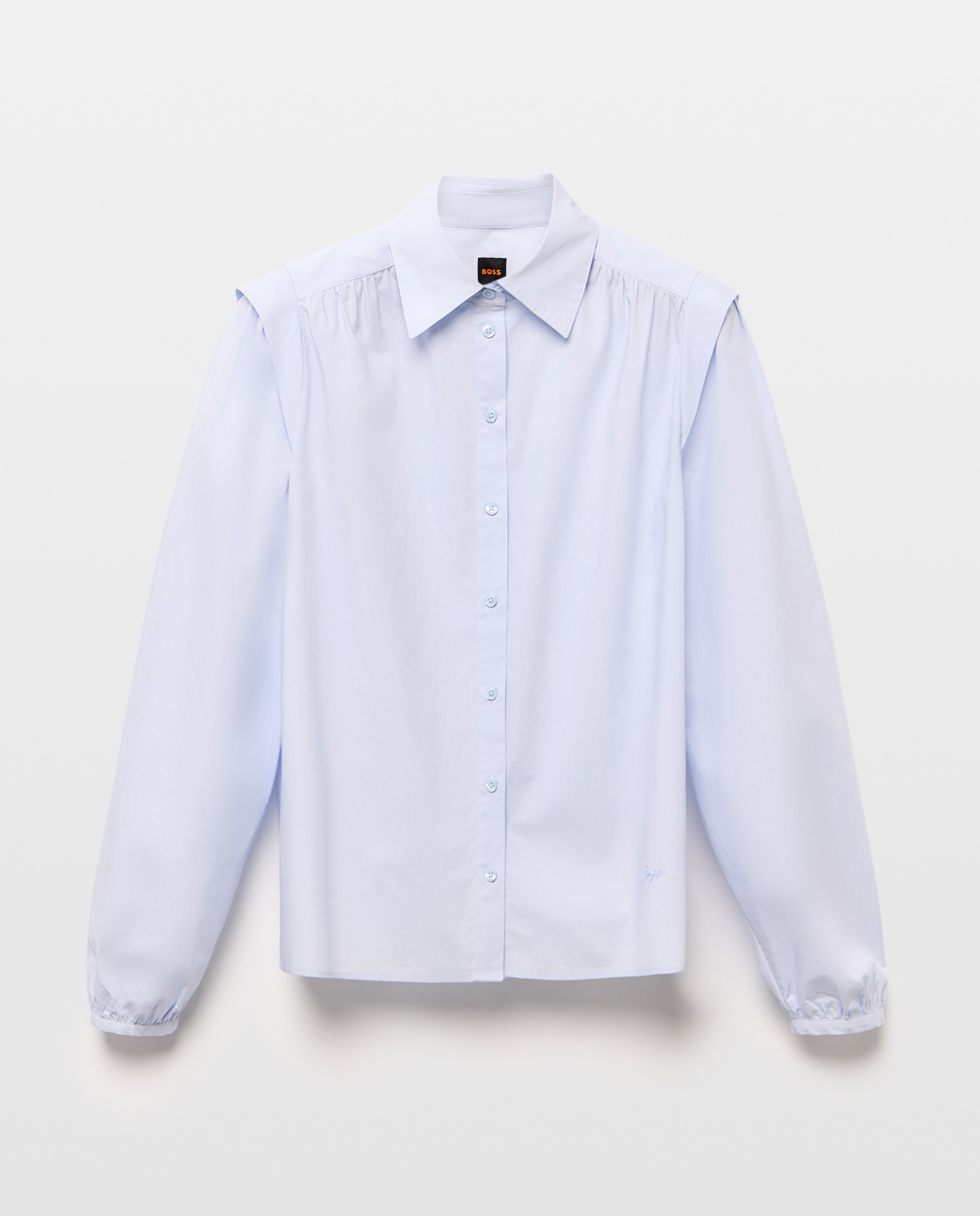 Camisa Regular com Manga Comprida. Azul-4