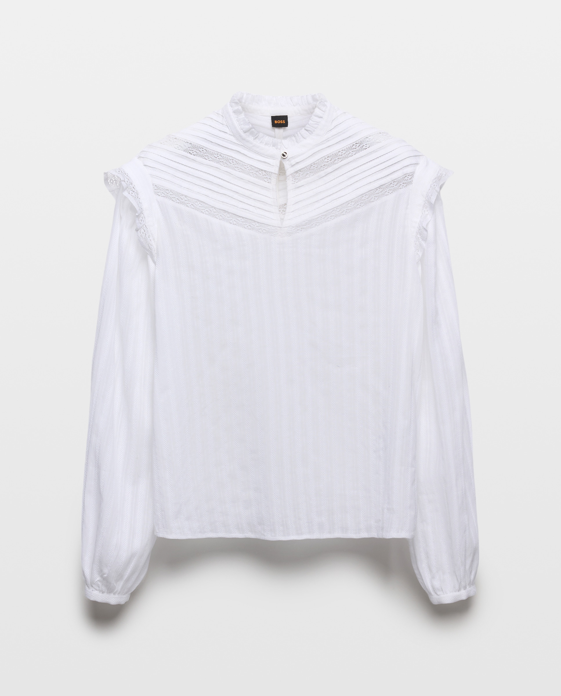Camisa Regular com Manga Comprida. Branco-3