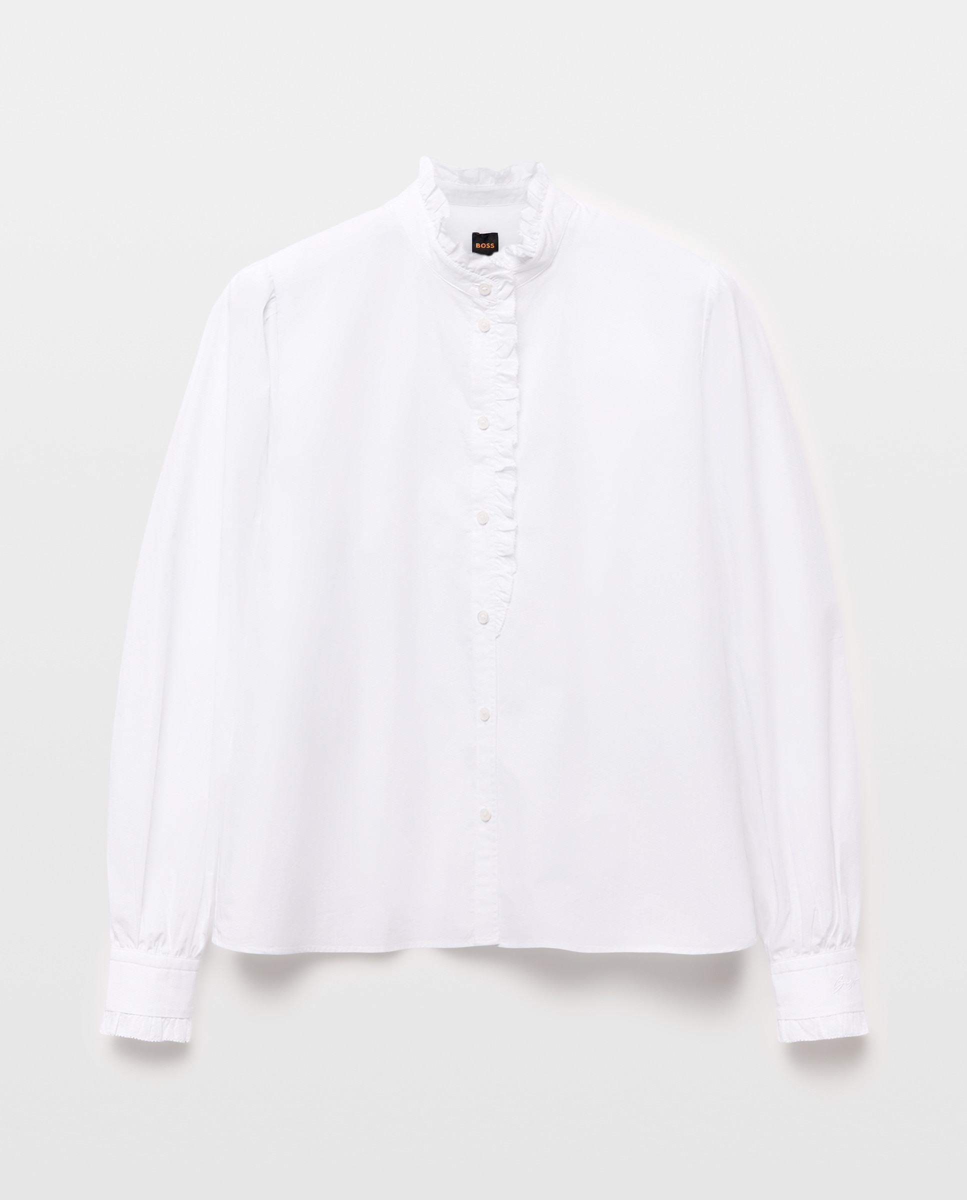 Camisa Regular com Manga Comprida Branco-5