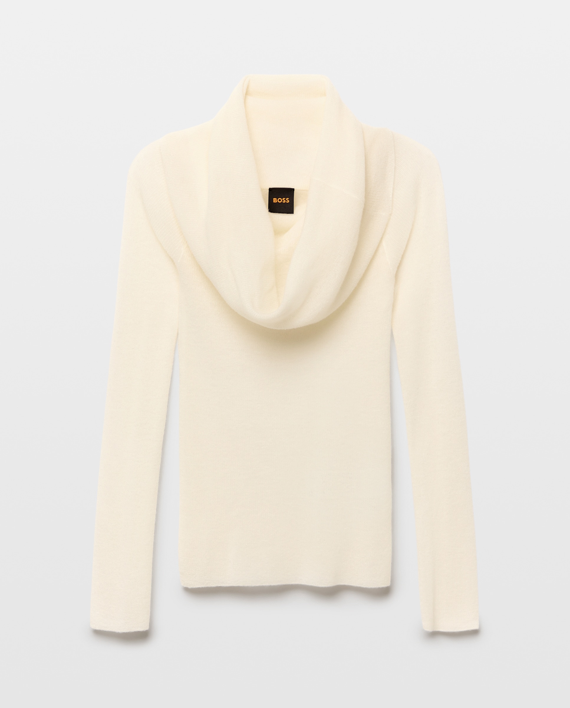 Camisola de Malha de Lã com Manga Comprida Branco-5