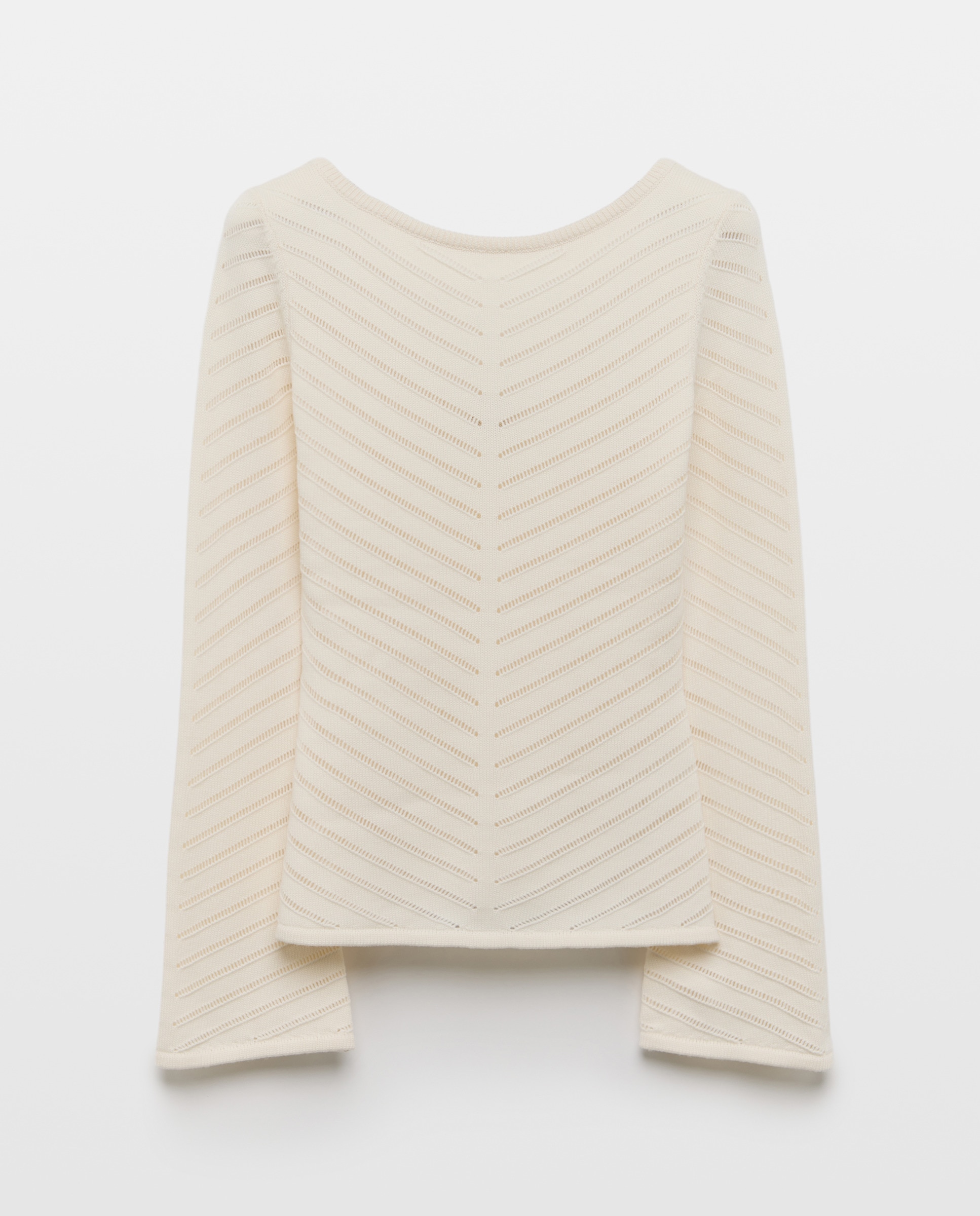 Camisola de Malha com Manga Comprida e Gola Larga Branco-4