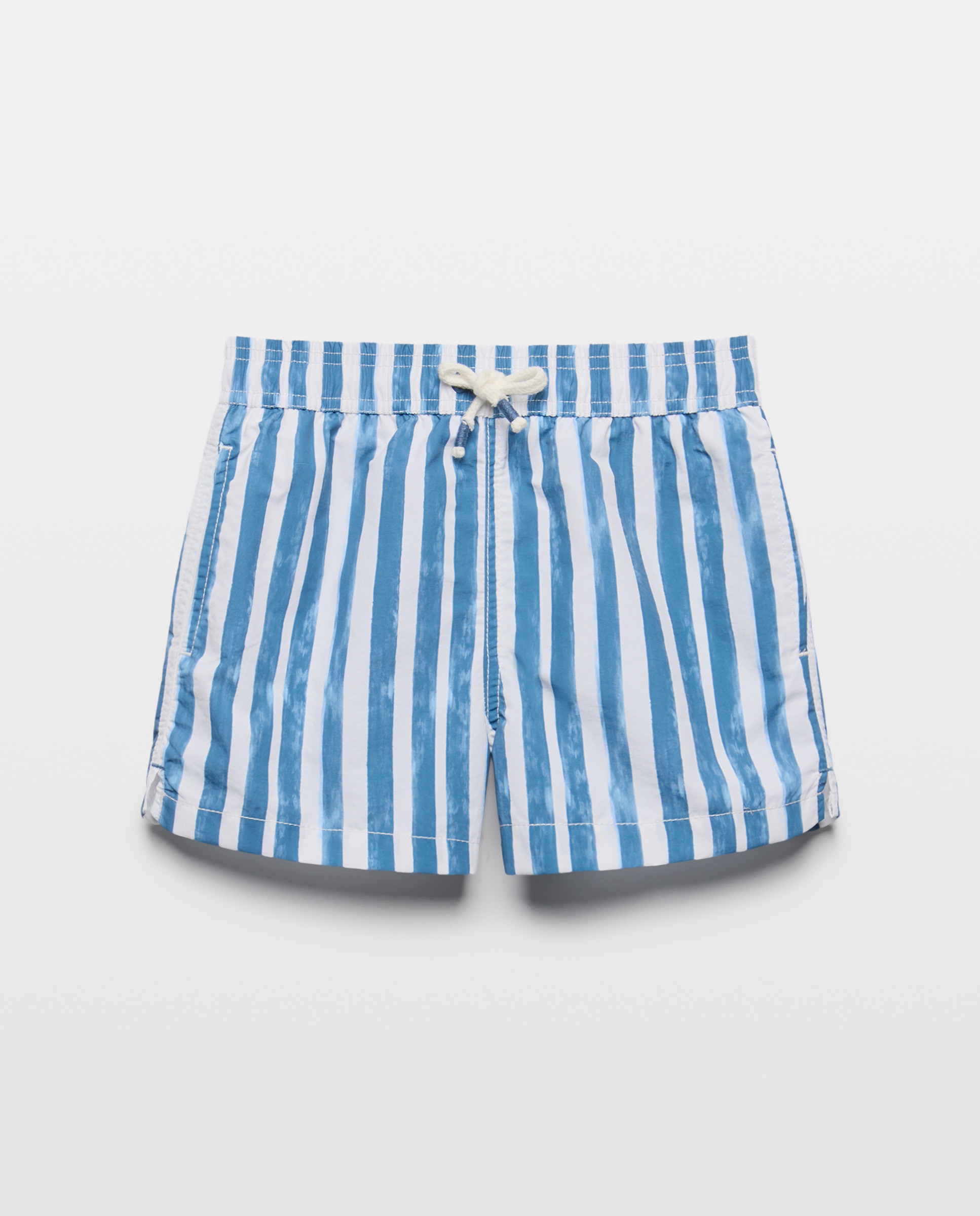 Calções de Banho de Algodão Bordado Azul-4