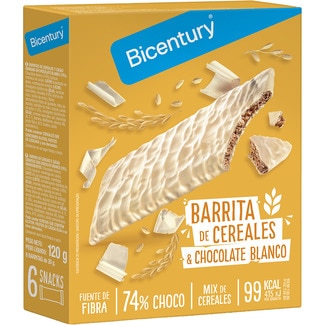barritas de cereales y chocolate blanco 6 unidades estuche 120 g - Bicentury