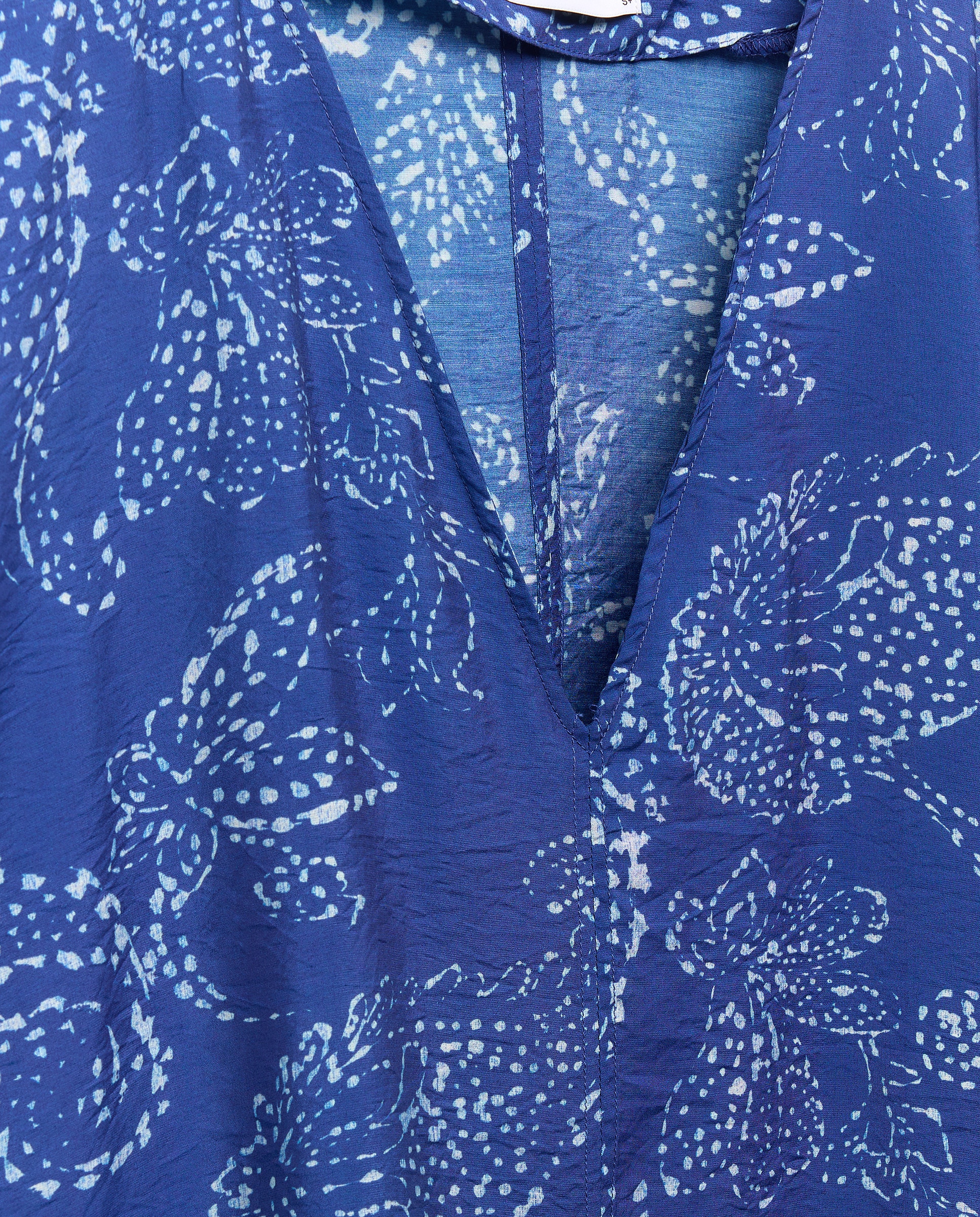 Top de Manga Curta com Estampado de Caxemira Azul-5