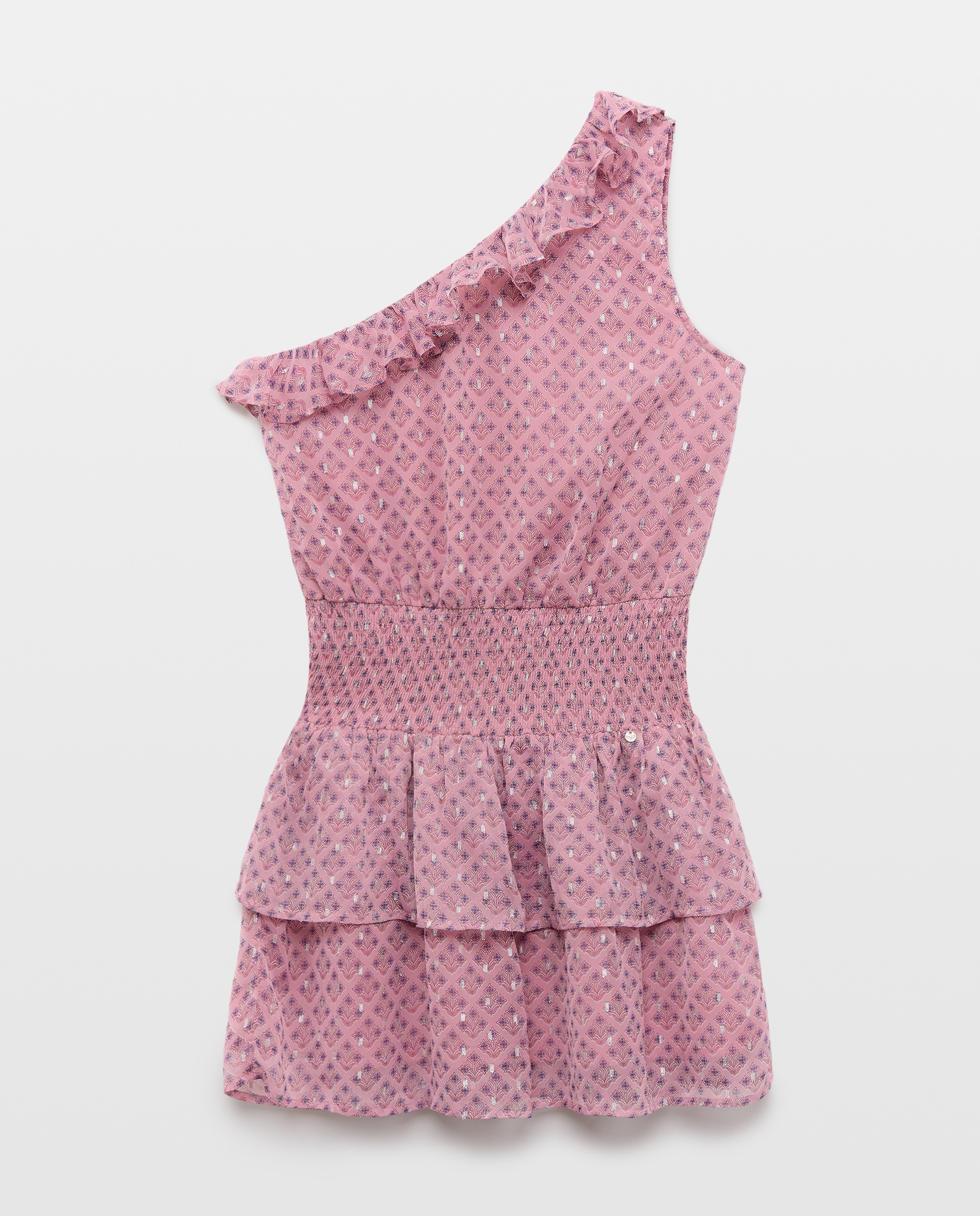 Vestido Curto em Chiffon Assimétrico 200 Rosa-4