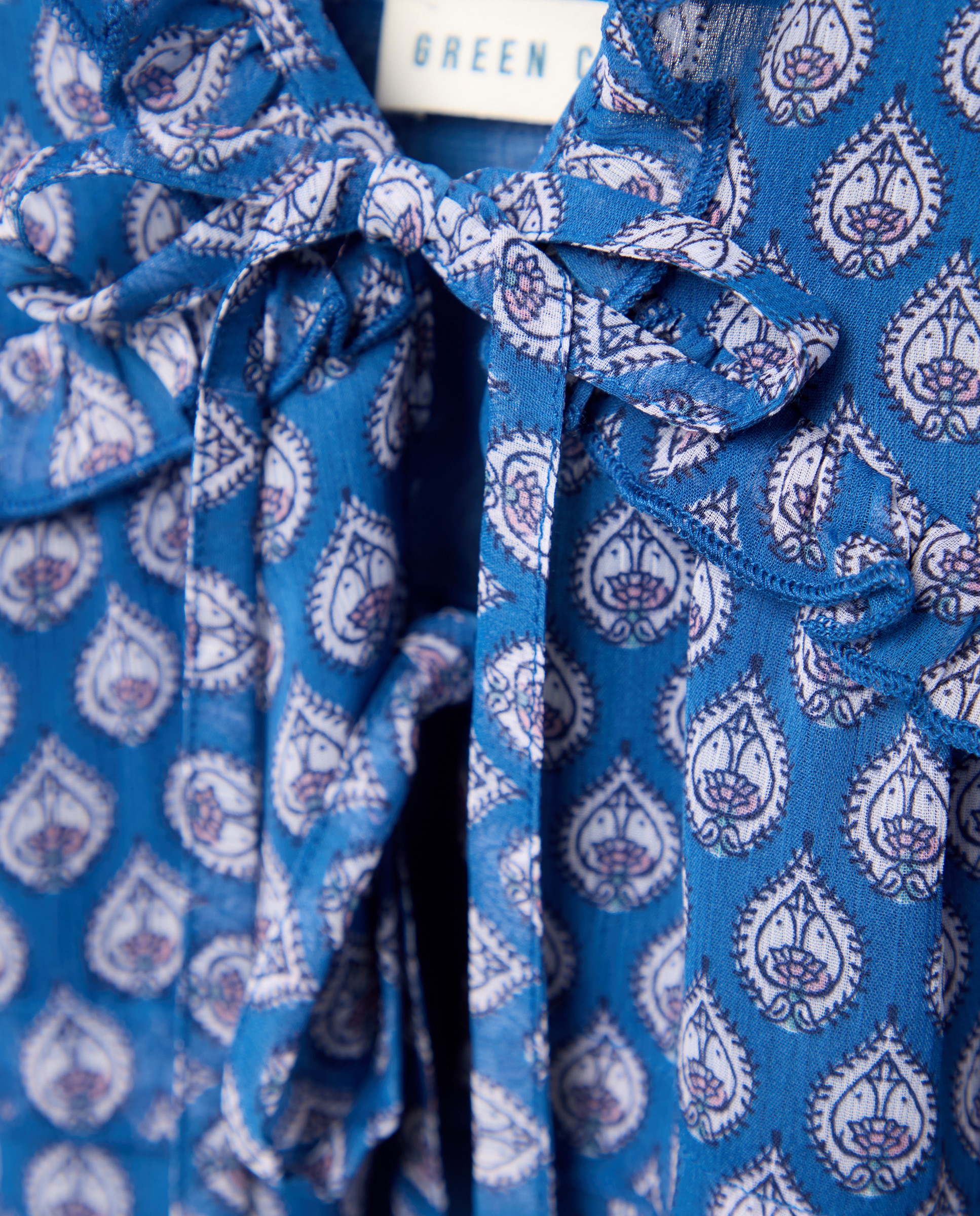 Top de Chiffon com Laços e Estampado Azul pálido-5