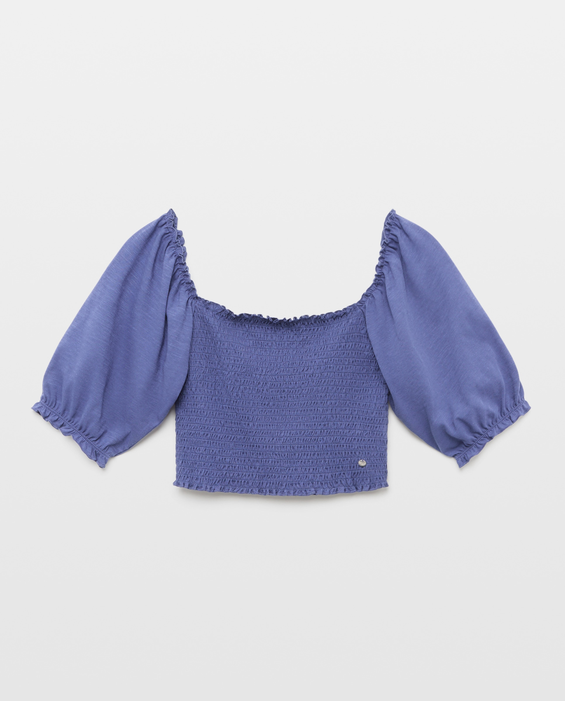 T-shirt com Corpo com Favos de Mel Azul-4