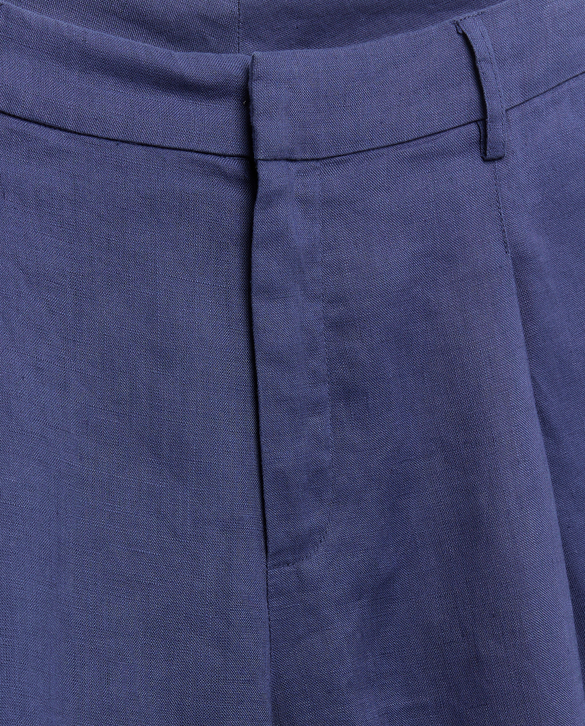 Bermudas Lisas com Prega de Linho Azul-marinho-5