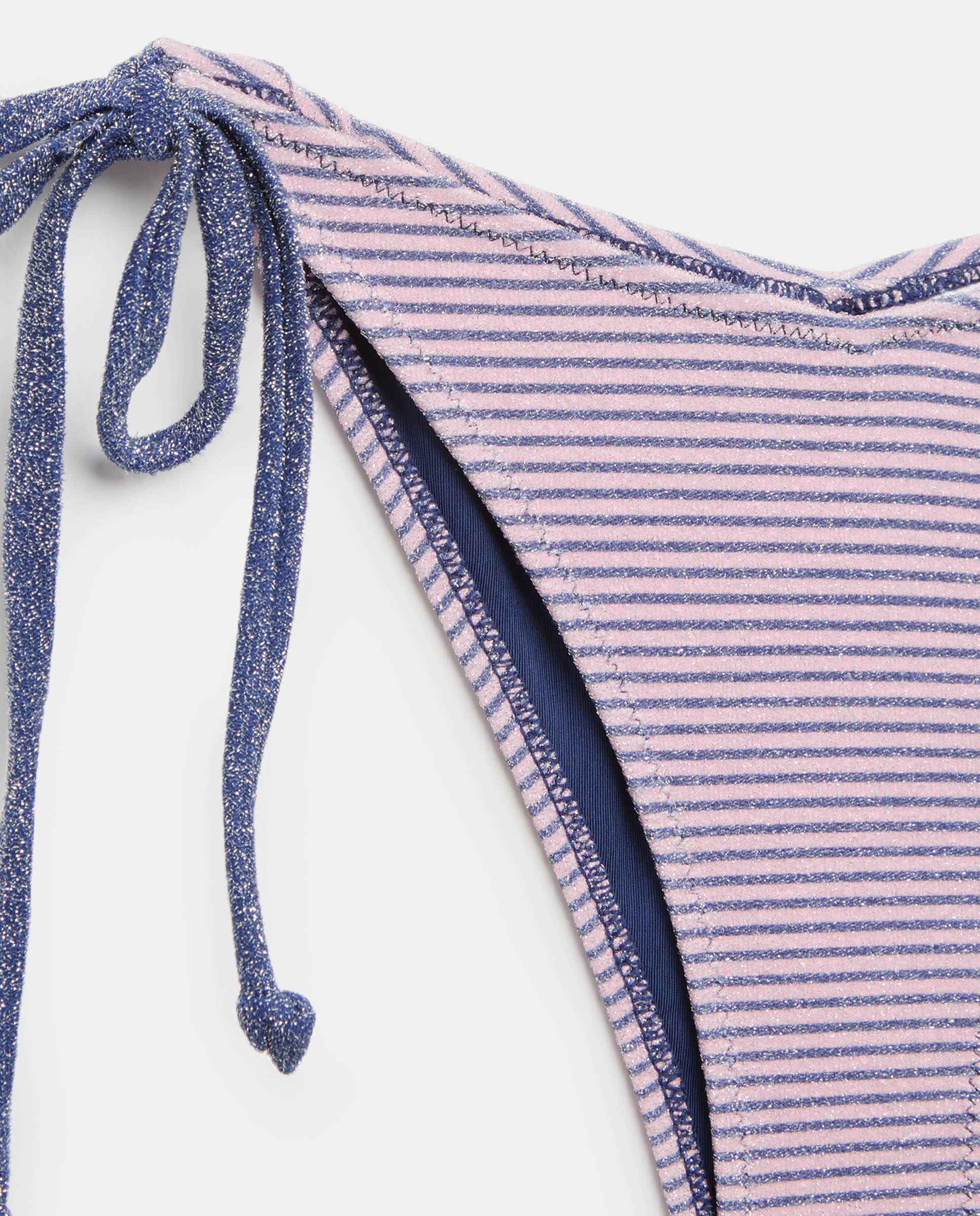 Tanga às Riscas de Fio Metalizado com Argola 200 Rosa-5