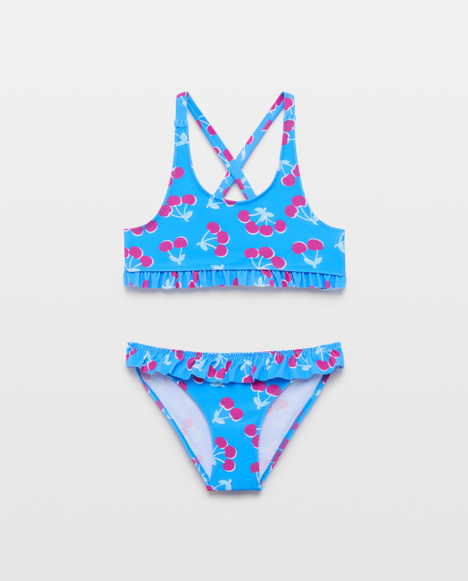 Biquíni com Folho e Cerejas Azul-marinho-3