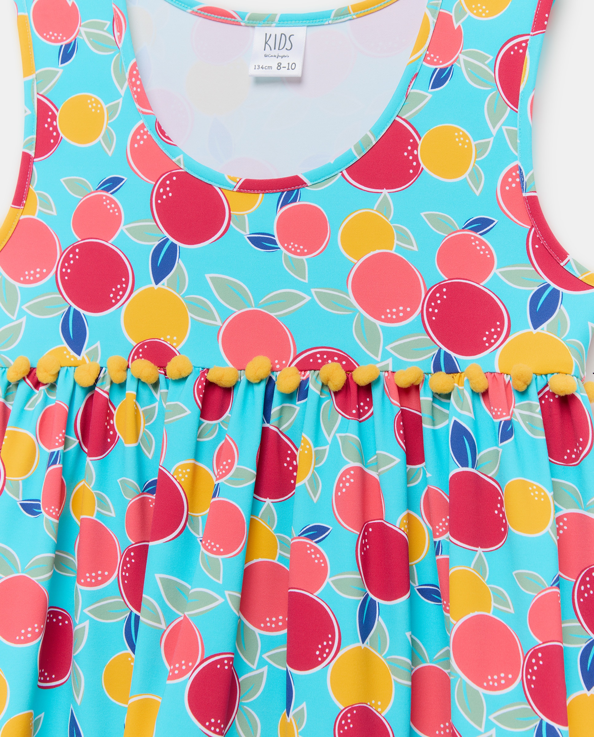 Vestido de Folhos às Cores com Ameixas Verde-4