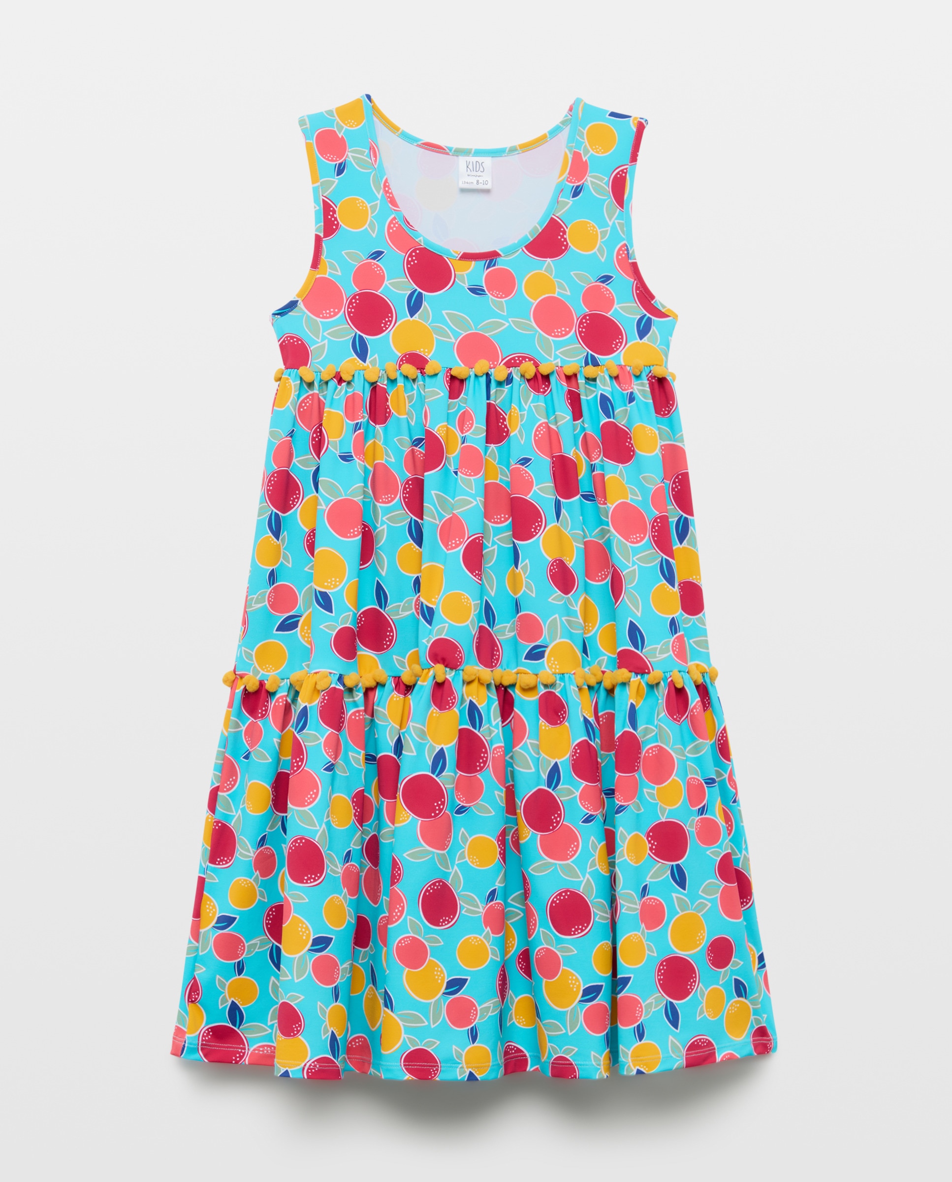 Vestido de Folhos às Cores com Ameixas Verde-3
