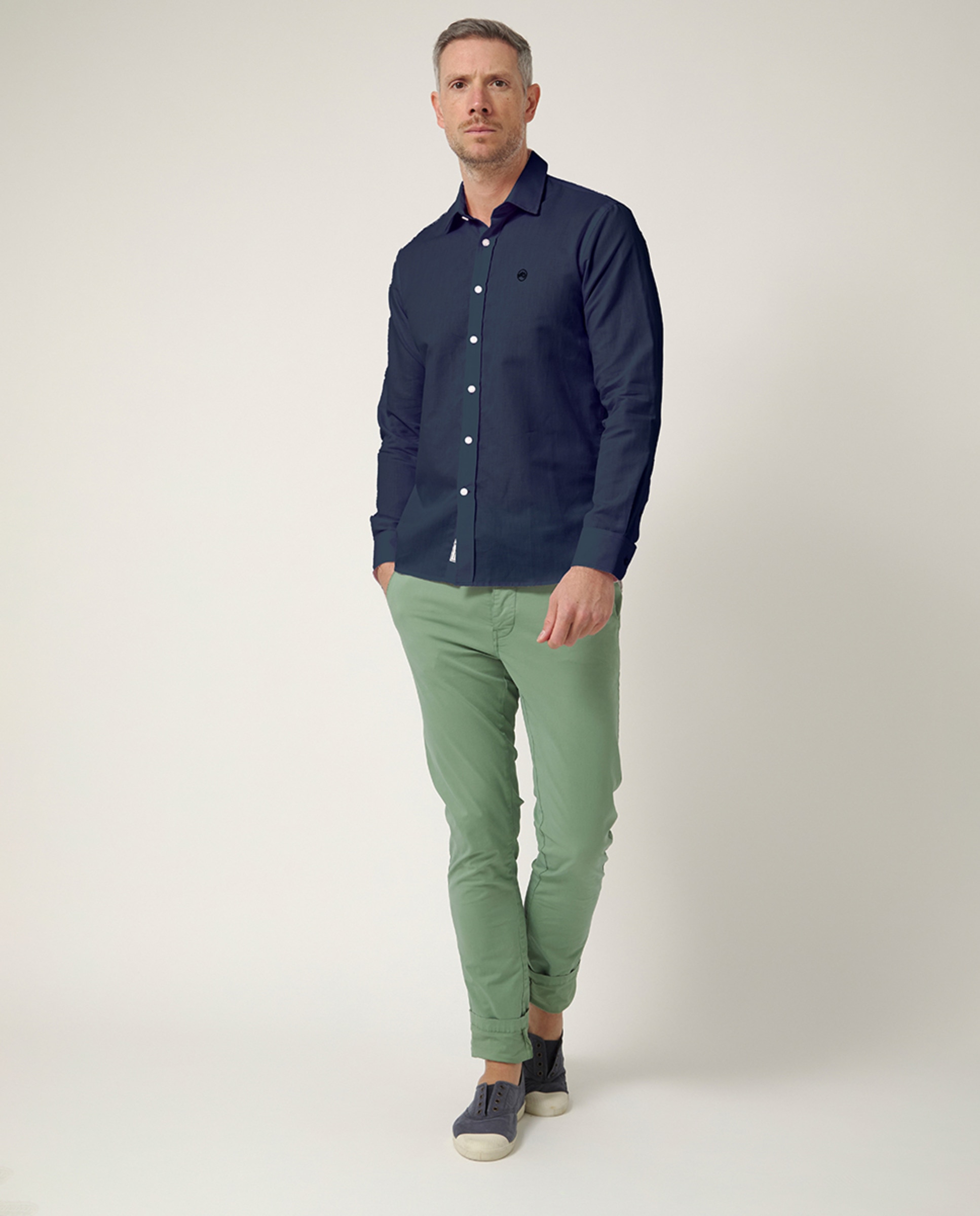 Camisa de Manga Comprida com Logótipo Bordado Azul-marinho-5