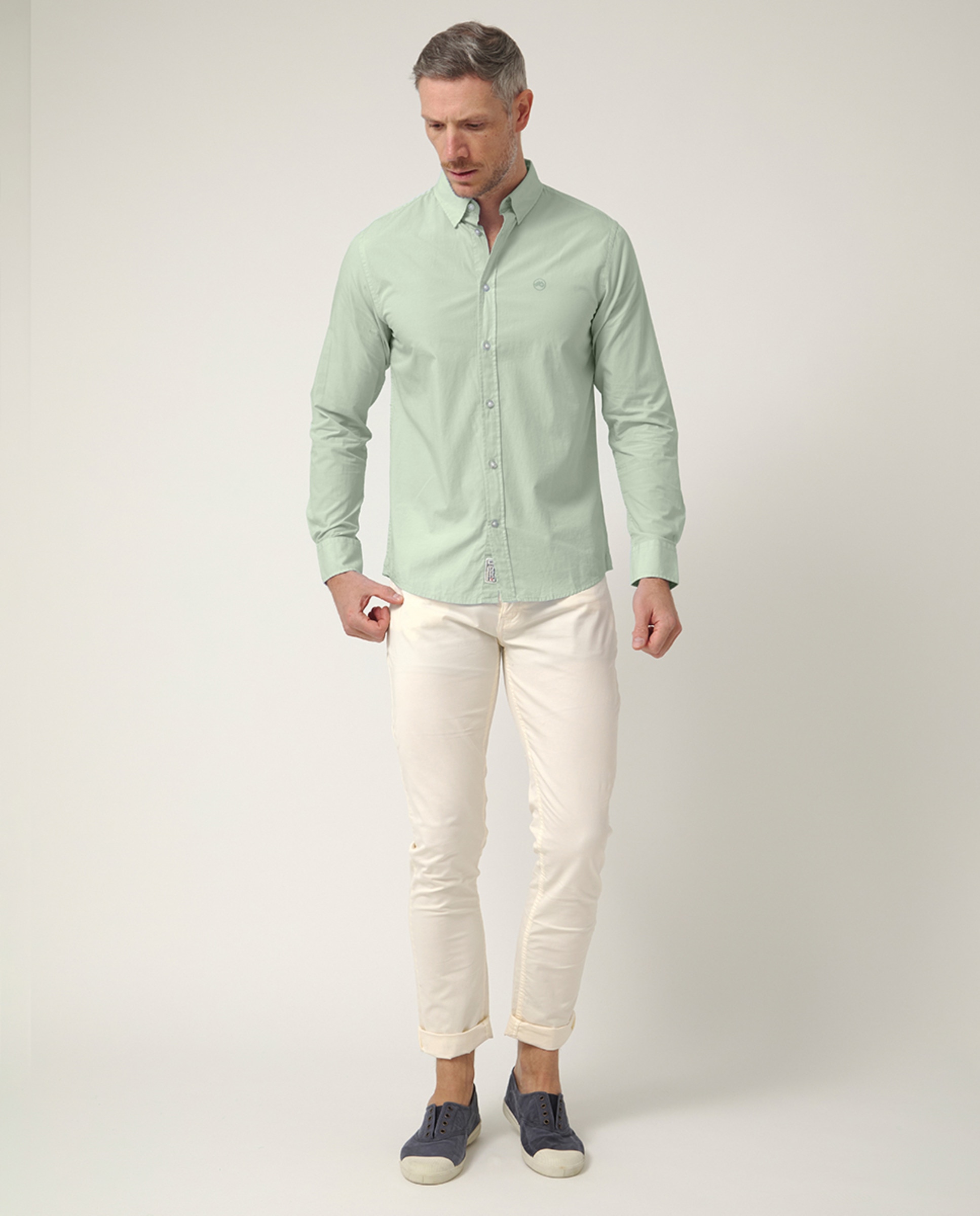 Camisa de Manga Comprida com Logótipo Bordado Verde-5