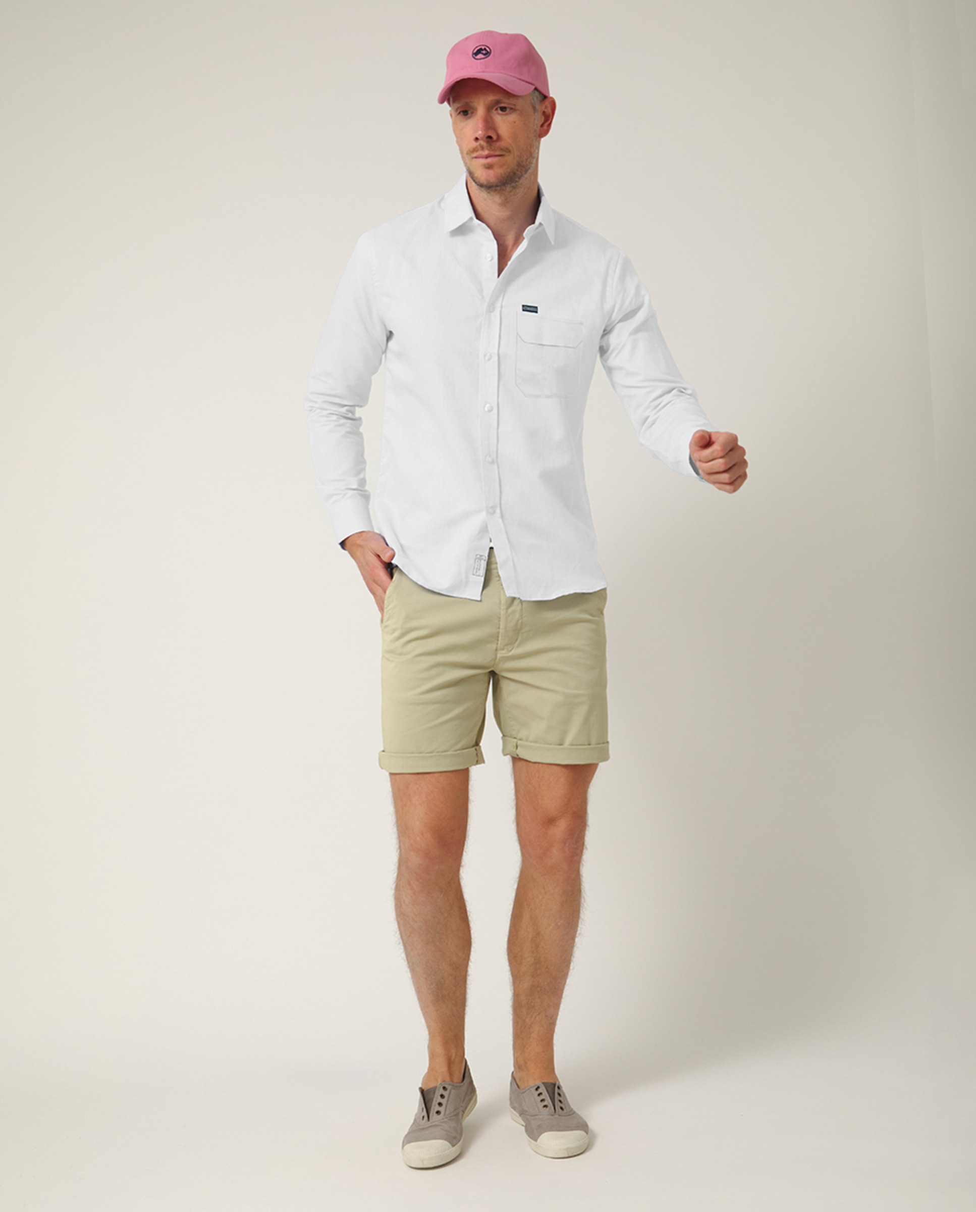 Camisa de Manga Comprida com Logótipo Bordado Branco-5