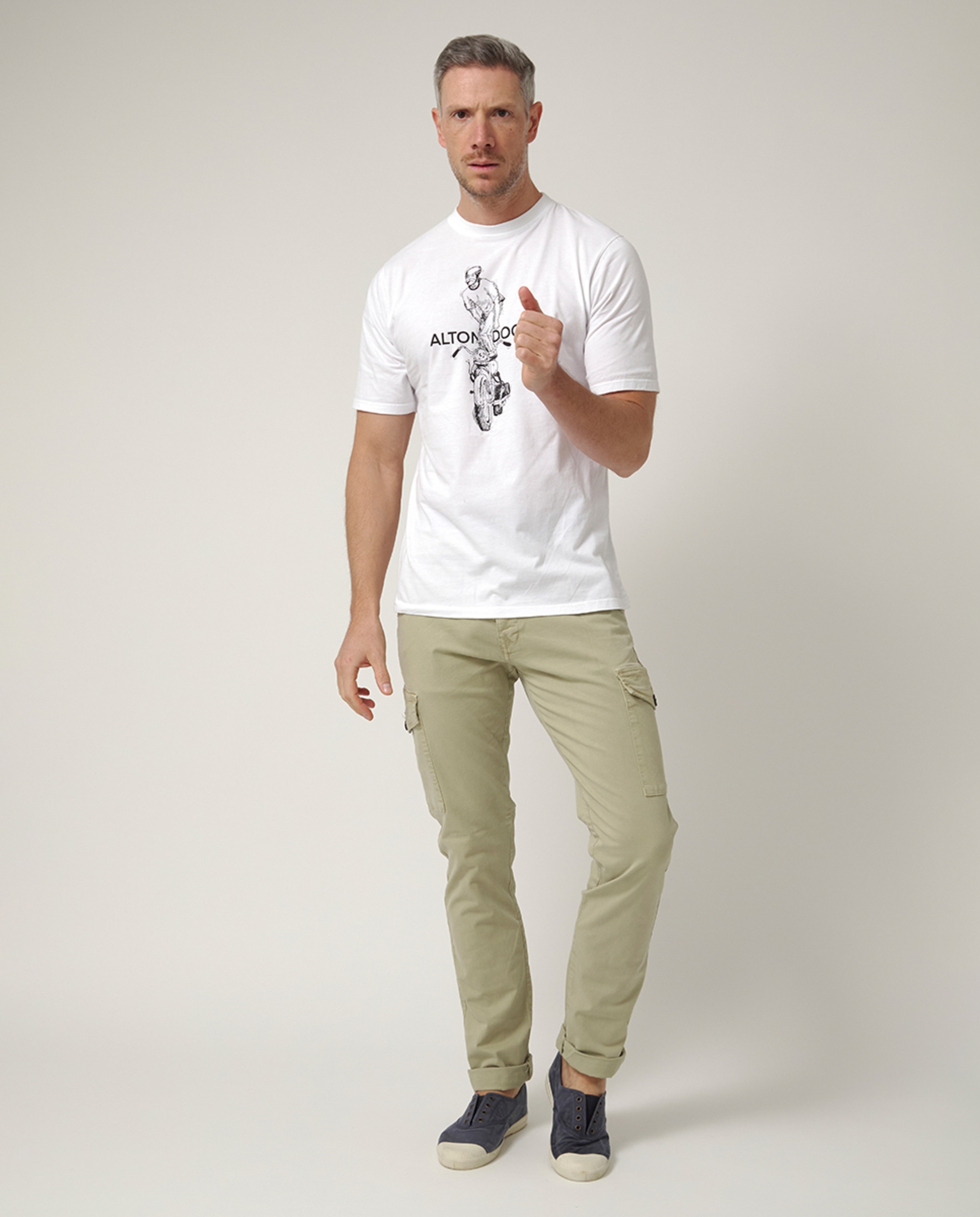 T-shirt de Manga Curta com Serigrafia Branco-5