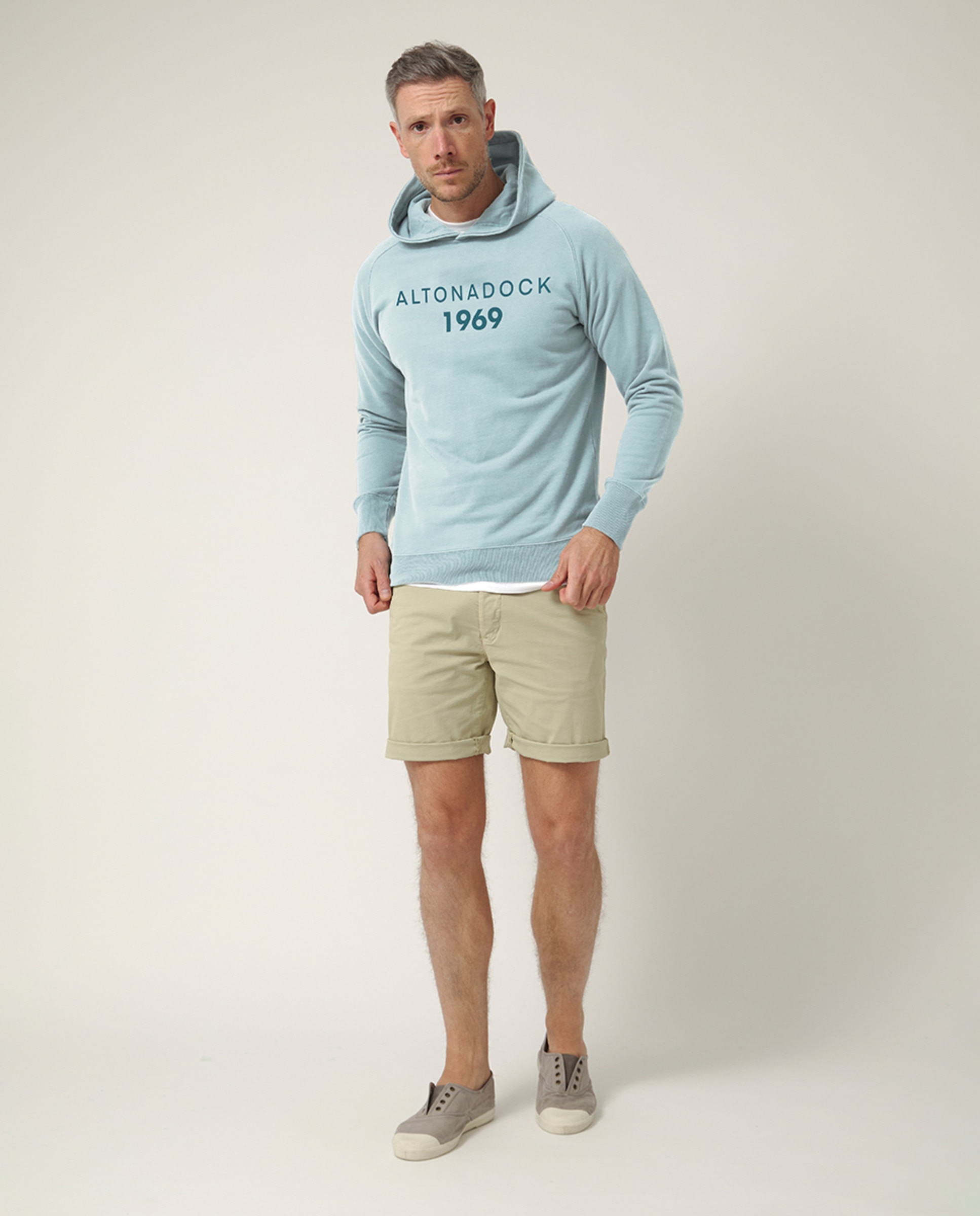 Sweatshirt de Manga Comprida com Capuz Azul-claro-5