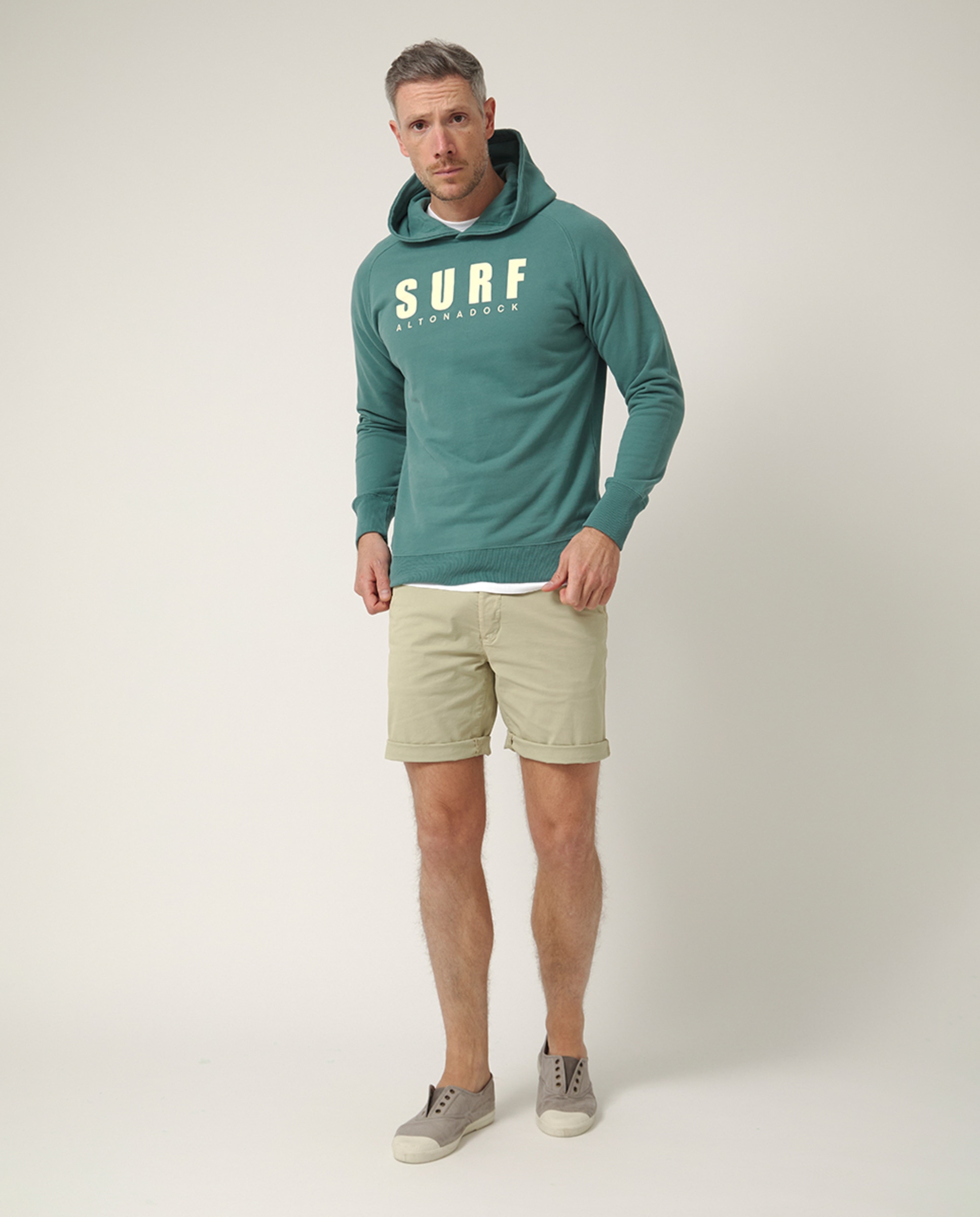 Sweatshirt de Manga Comprida com Capuz Verde-escuro-5