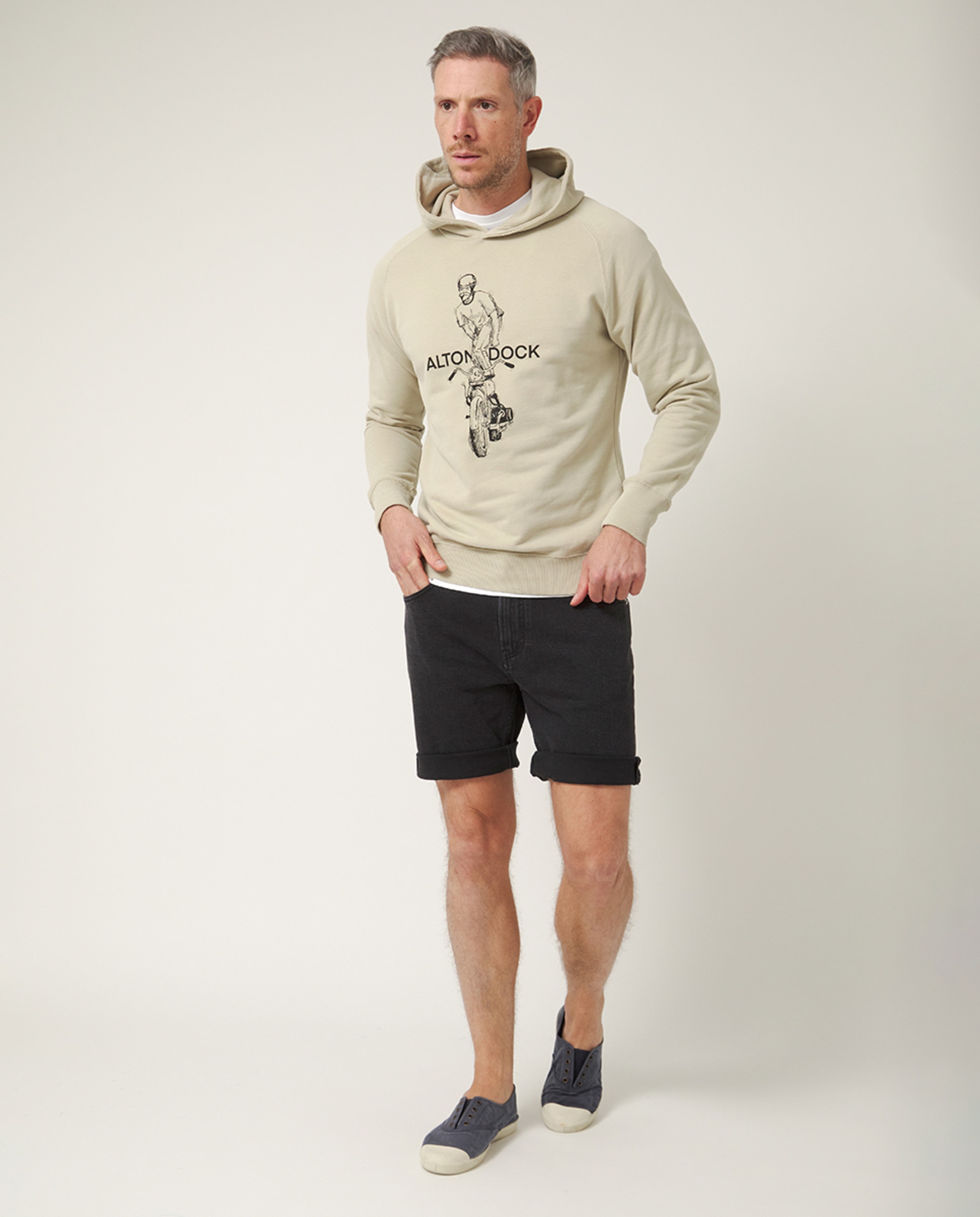Sweatshirt de Manga Comprida com Capuz Caqui-5