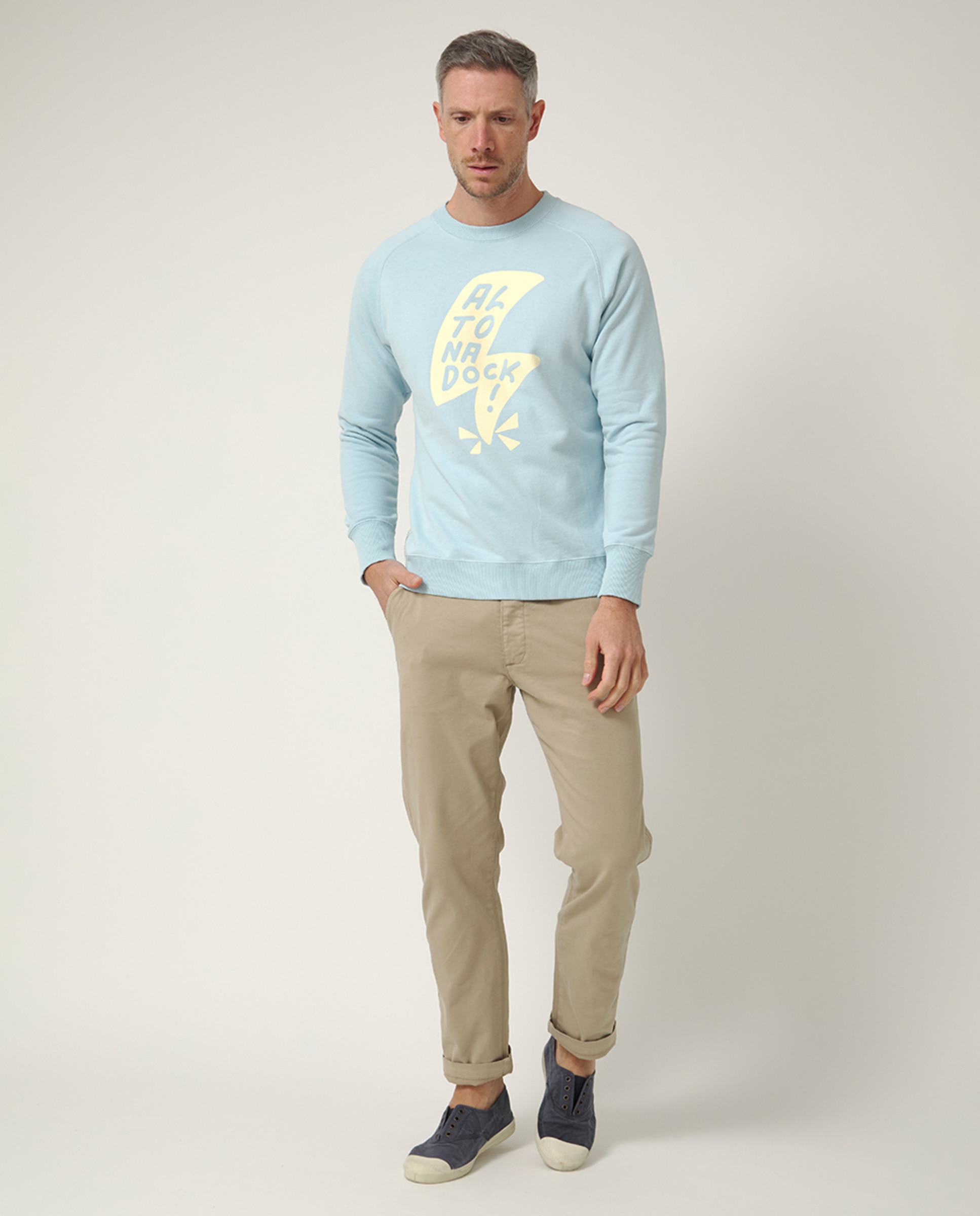 Sweatshirt de Manga Comprida sem Capuz Azul-claro-5