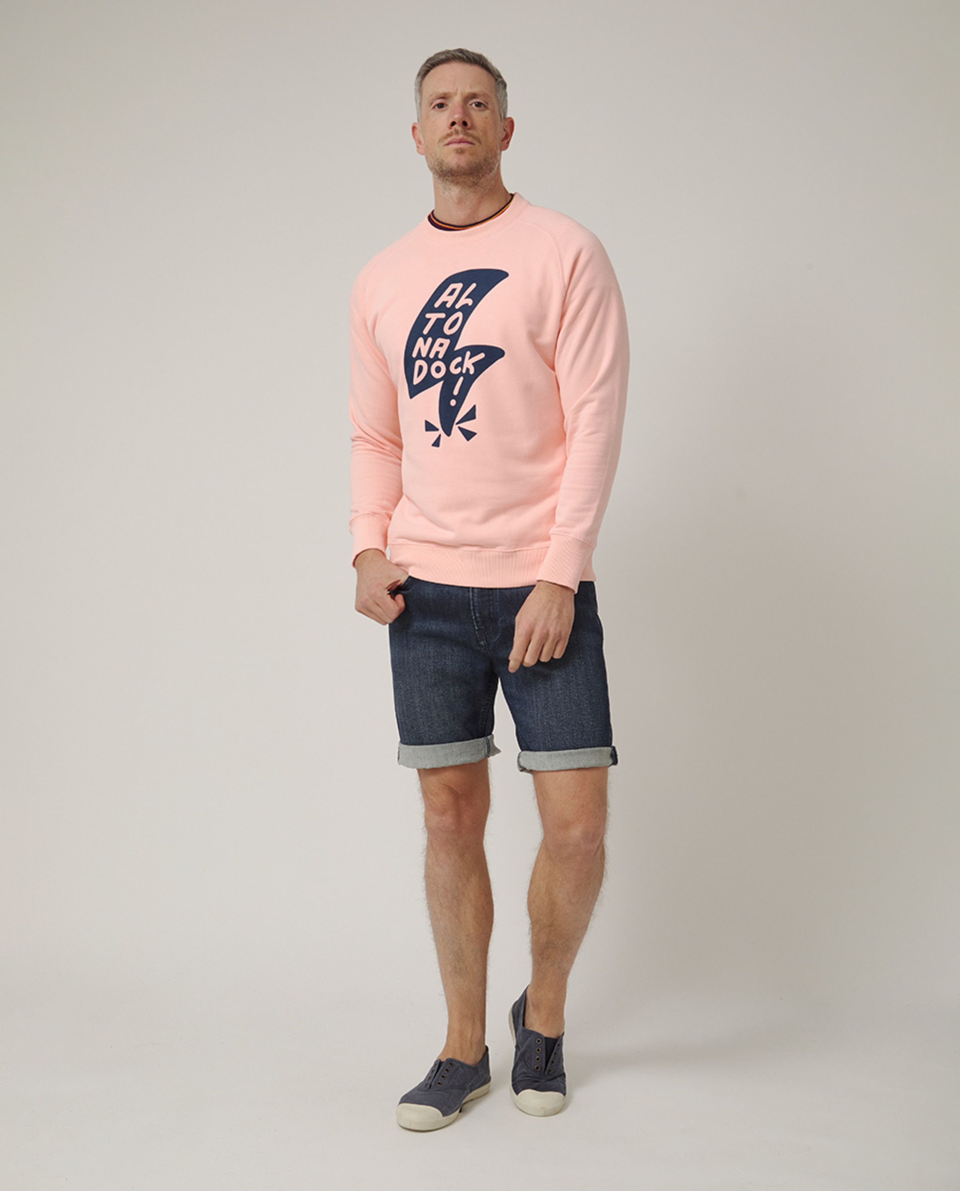 Sweatshirt de Manga Comprida sem Capuz Rosa-5
