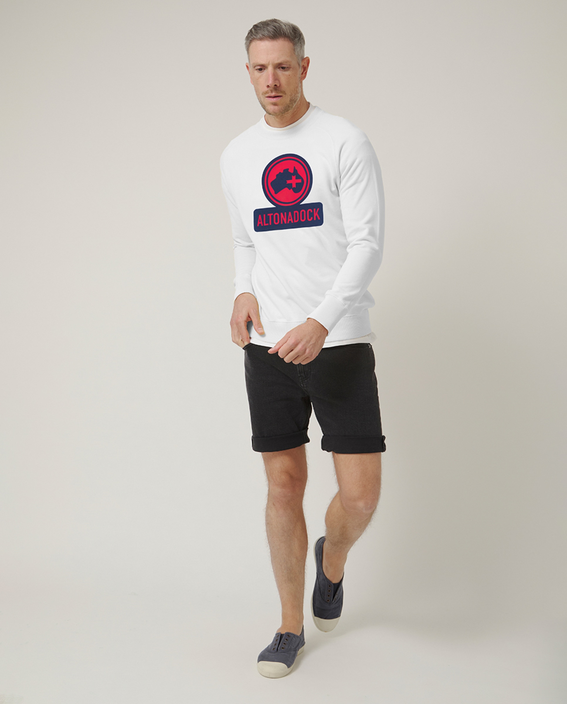 Sweatshirt de Manga Comprida sem Capuz Branco-5