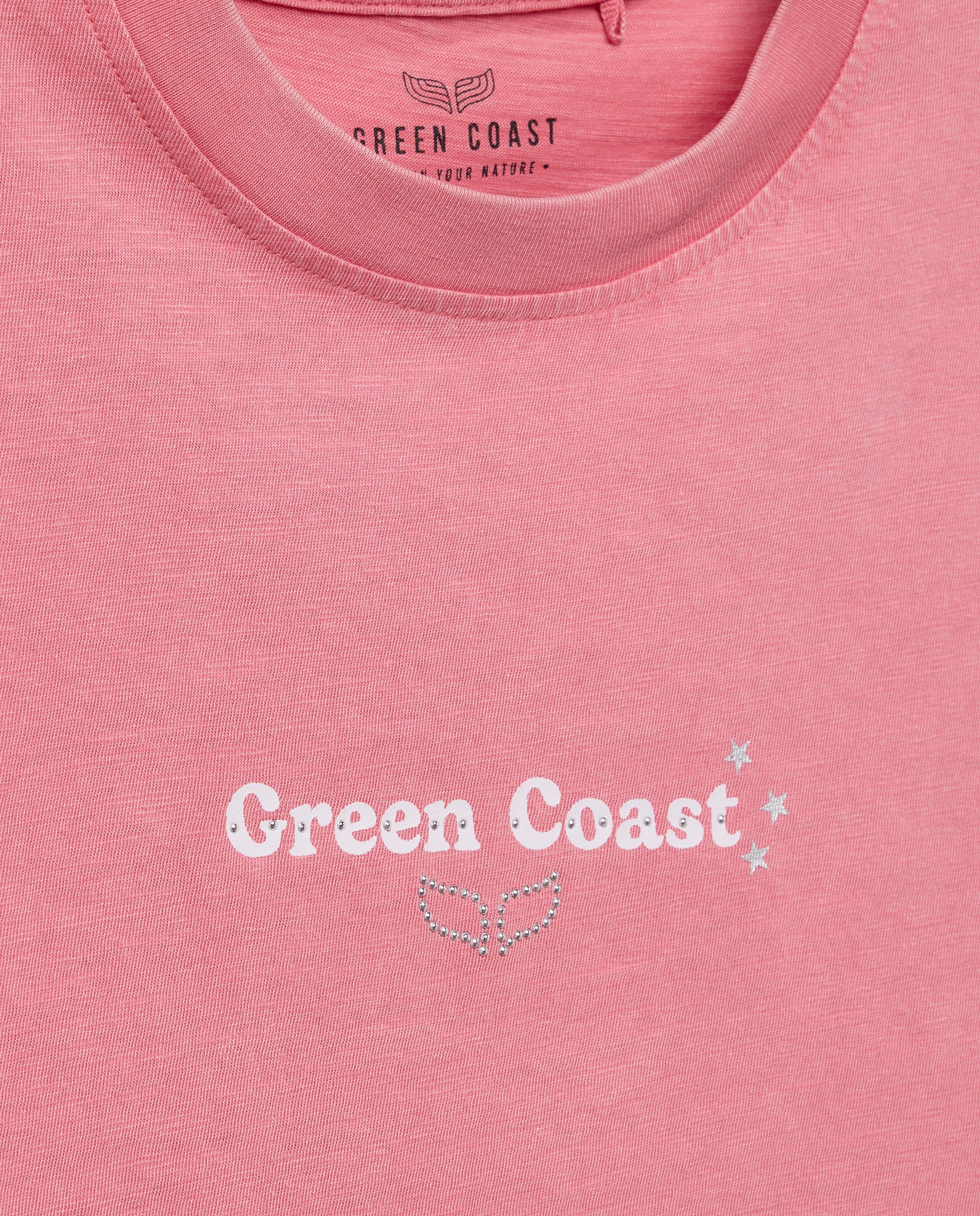 Camiseta de mujer lavada con print - Green Coast - 650 Melocotón 650 Melocotón-5