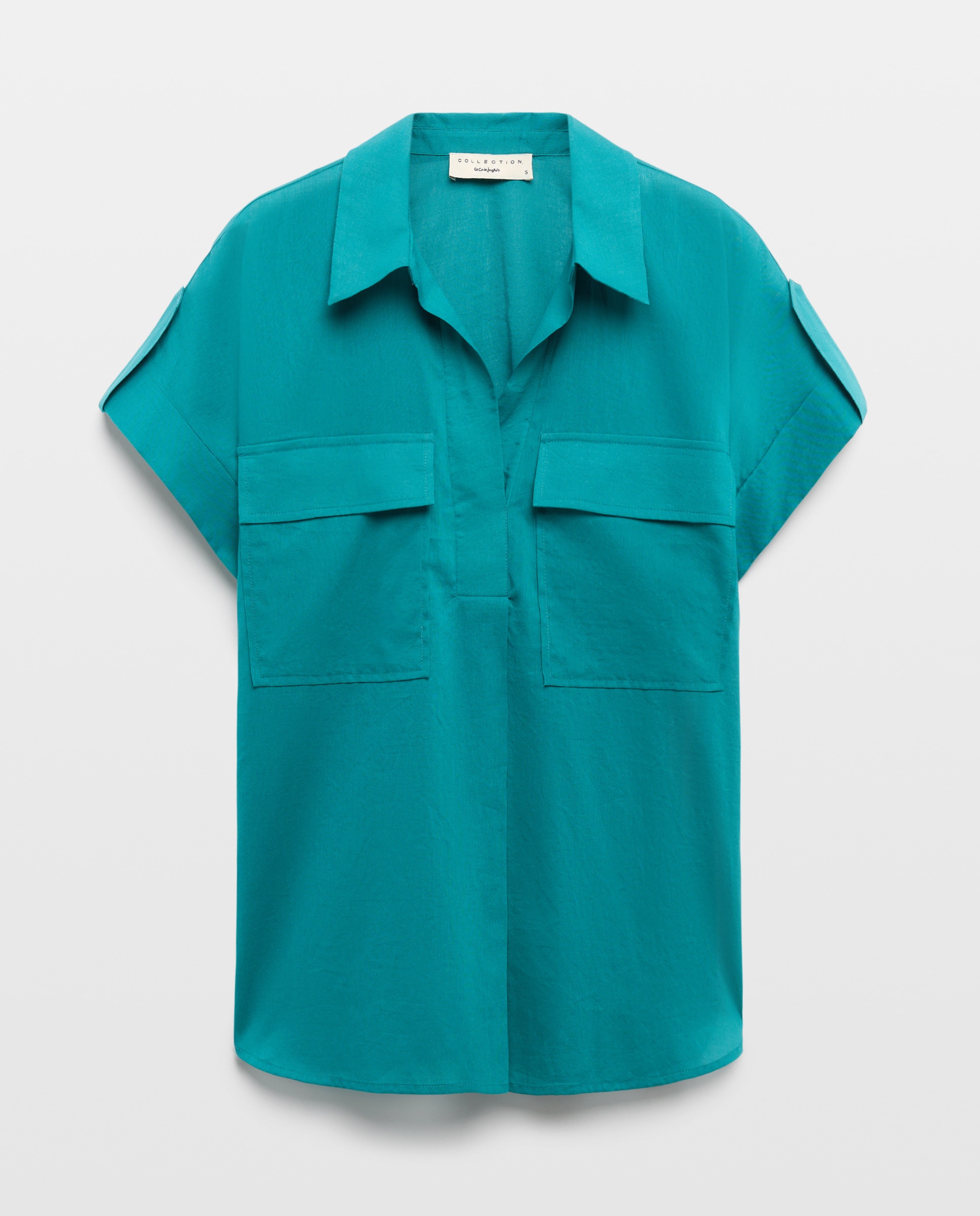 Blusa de Manga Curta com Voo 450 Turquesa-4