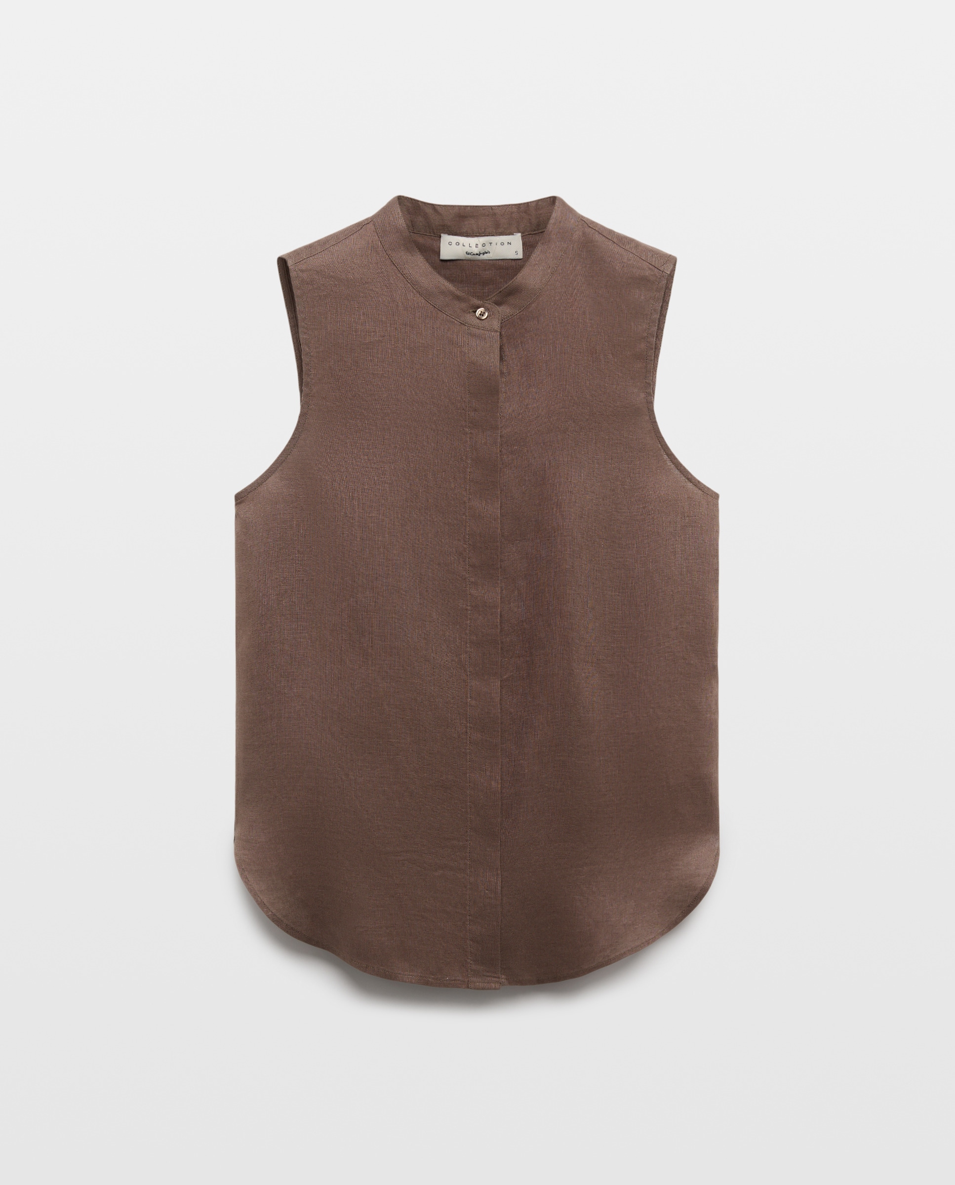 Blusa de Ganga Light com Manga Curta e Gola à Padre 520 Caqui-4