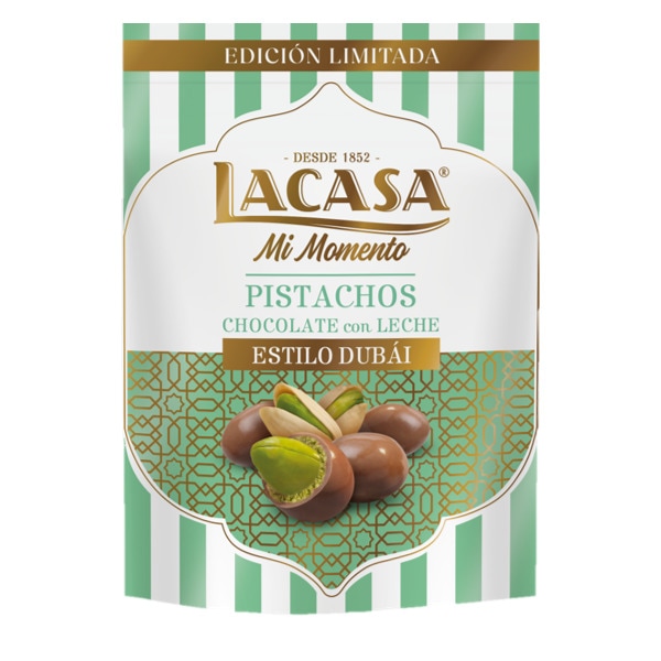 Amêndoas Cobertas de Chocolate Pistacho embalagem 100 g