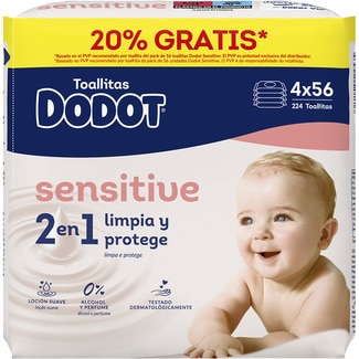 toallitas infantiles Sensitive sin perfume pack 4 x 56 unidades envase 224 unidades - Dodot
