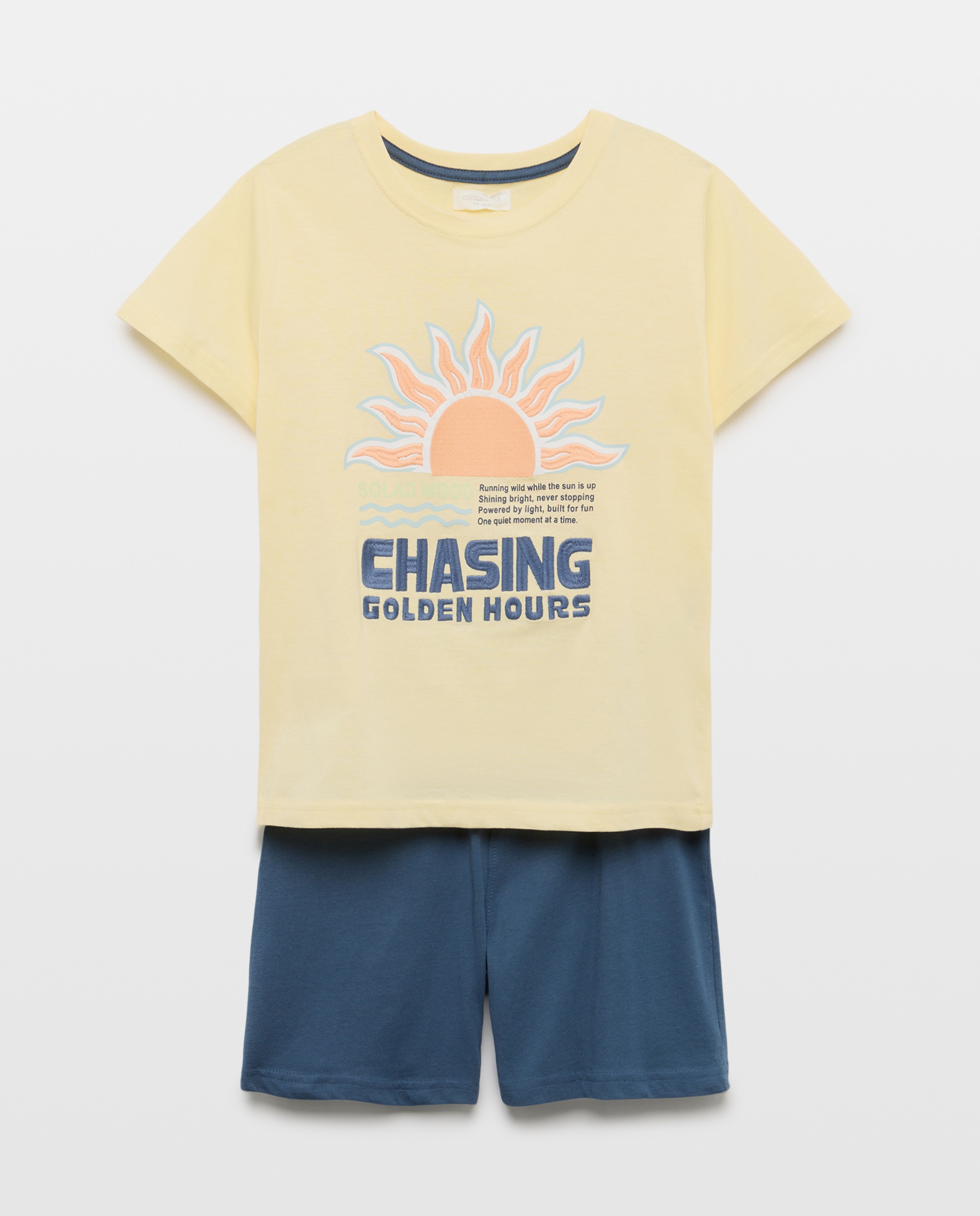 Pijama Curto com Estampado de Fantasia Cotton Juice Amarelo-4