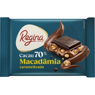Chocolate 70% Cacau e Macadâmia  Caramelizada tablete 150 g - Regina