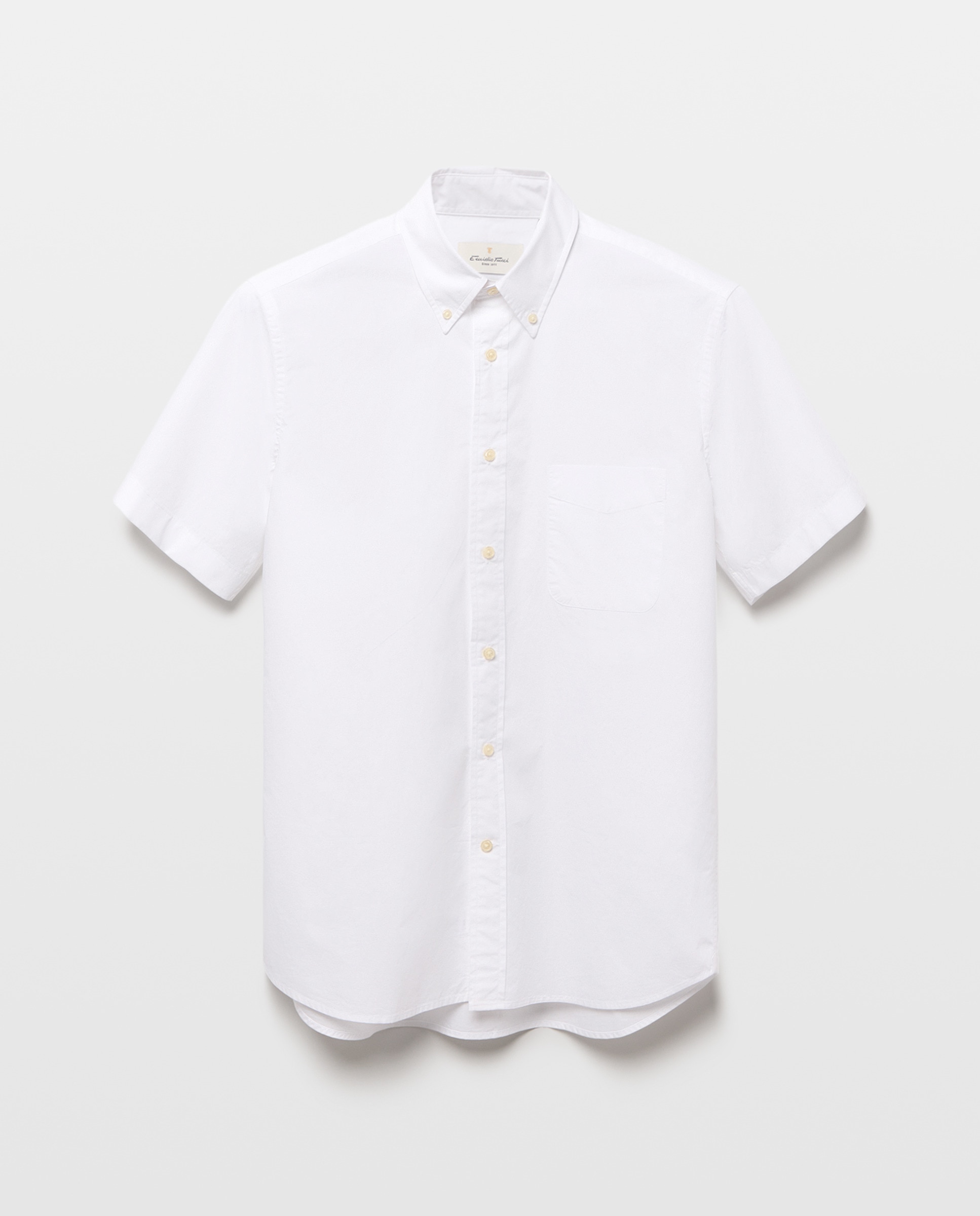 Camisa Casual de Popelina com Manga Curta Branco-4