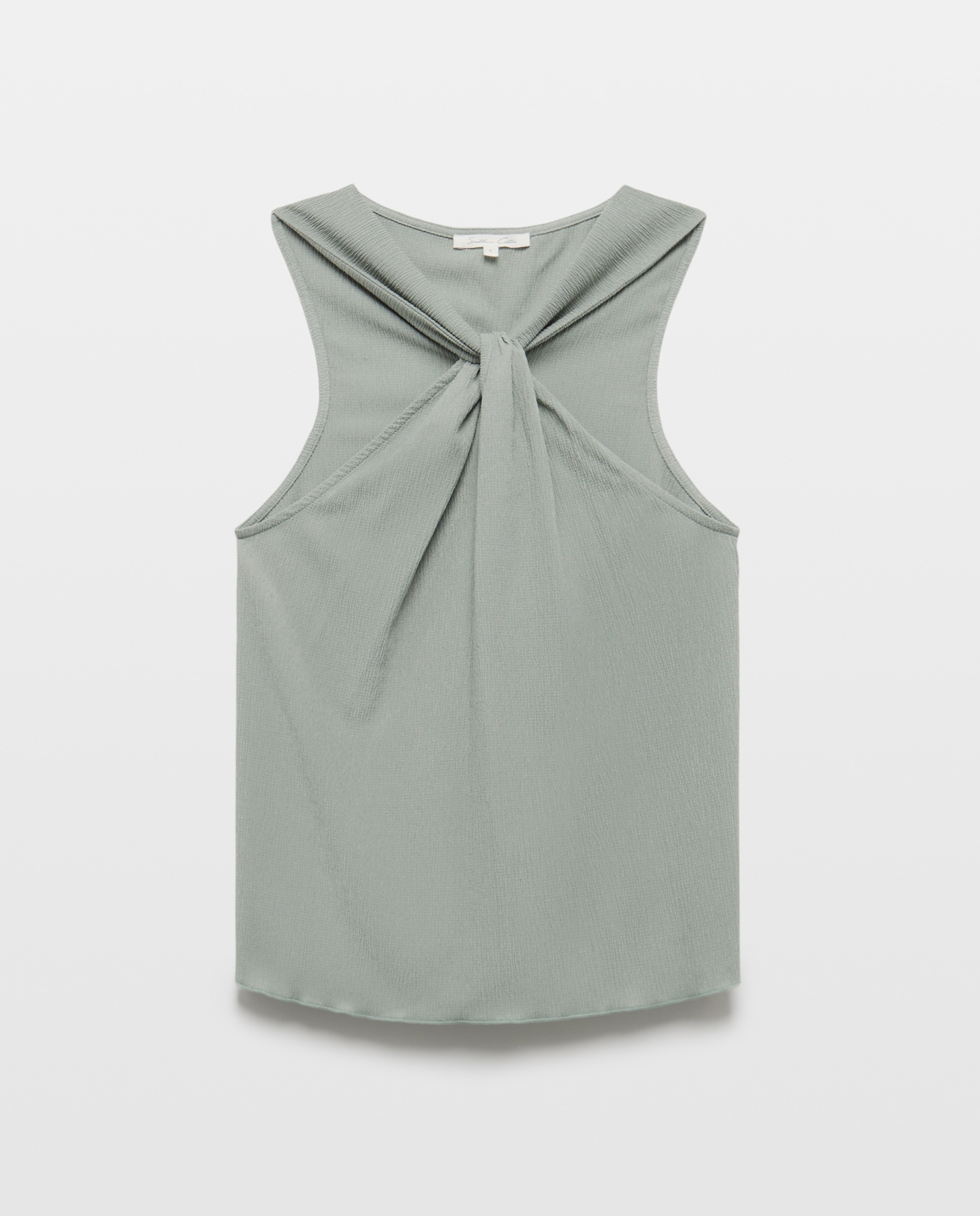 T-shirt com Gola Halter e Malha com Estrutura 530 Verde Escuro-4