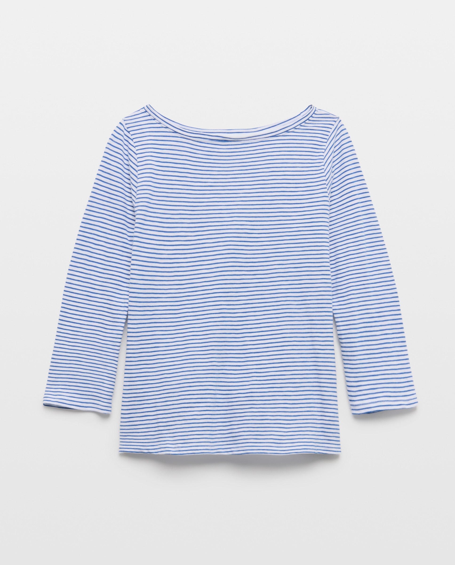 Camisola às Riscas com Manga Comprida Azul-4