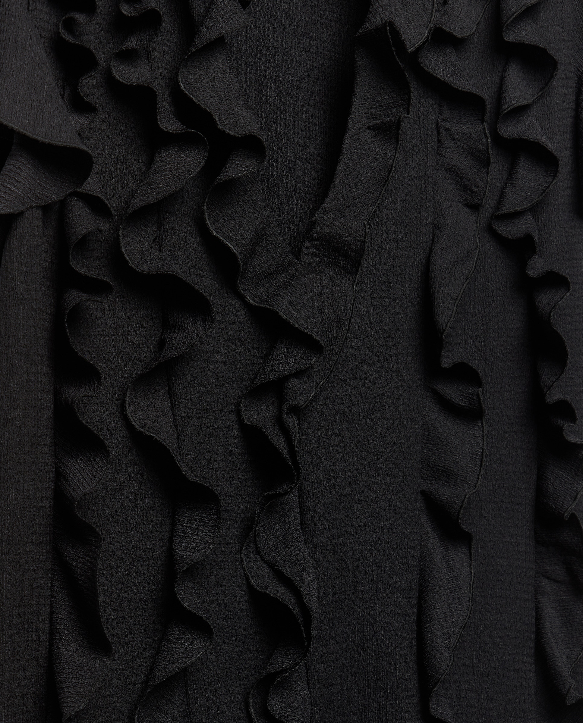 Blusa Sem Mangas com Decote em Bico e Folhos Preto-5