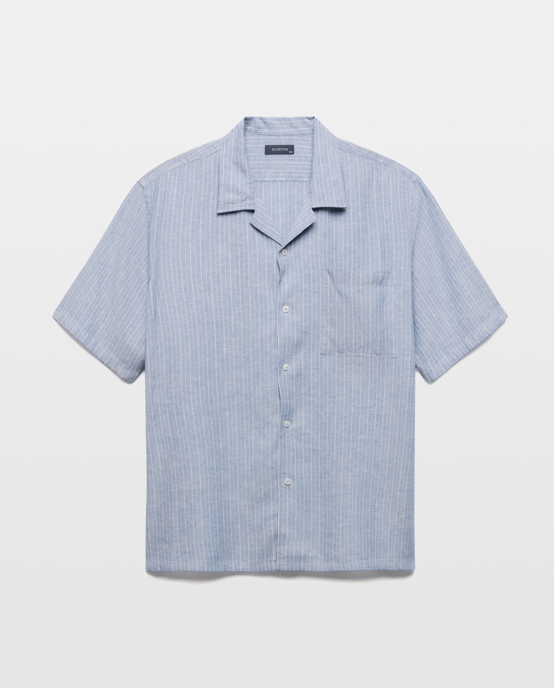 Camisa de Manga Curta Tamanhos Grandes com Gola Bowling Azul-claro-4